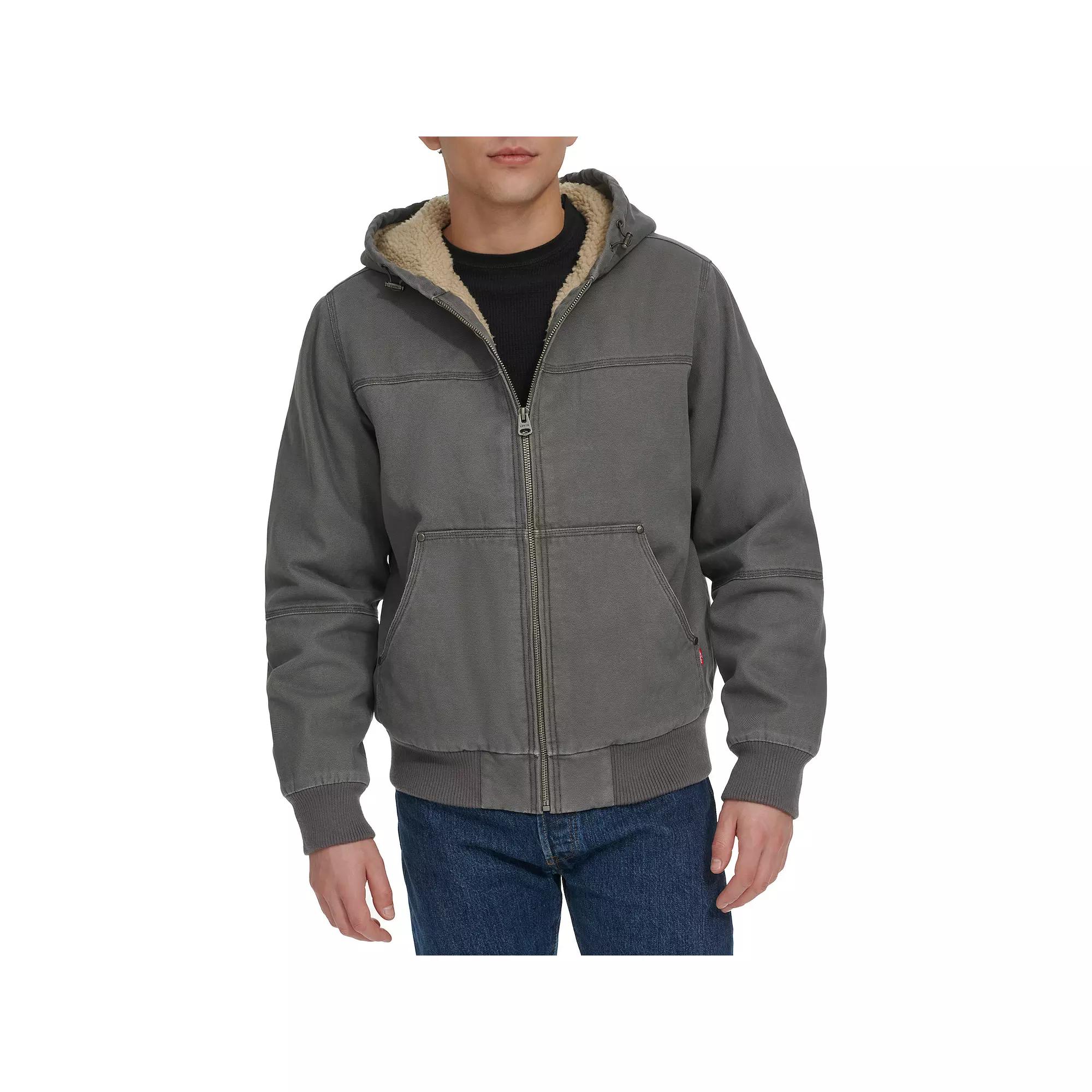 Mens Levis Canvas Workwear Sherpa-Lined Hooded Bomber Product Image