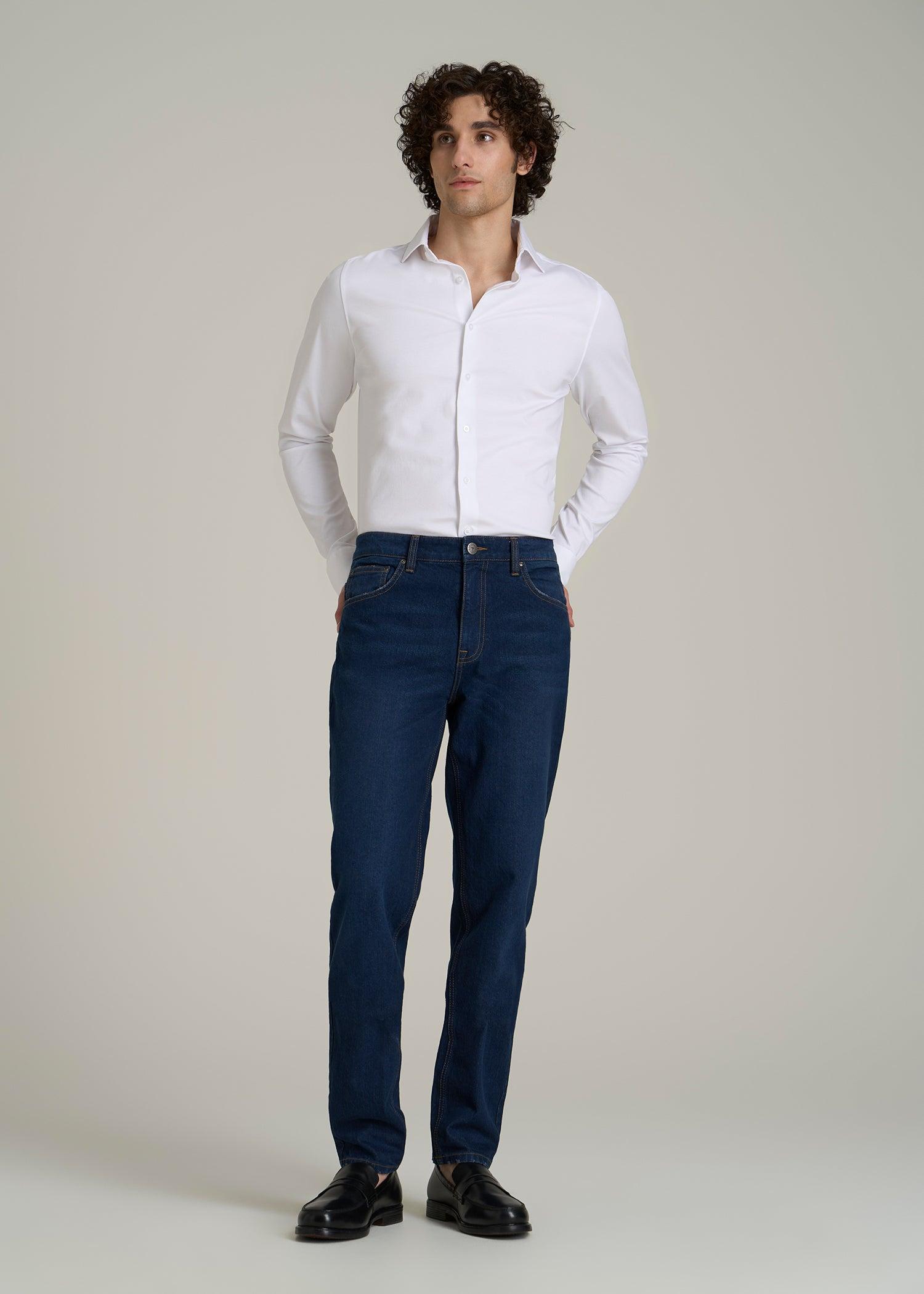 Stretch Jersey Dress Shirt for Tall Men in Optic White Male Product Image