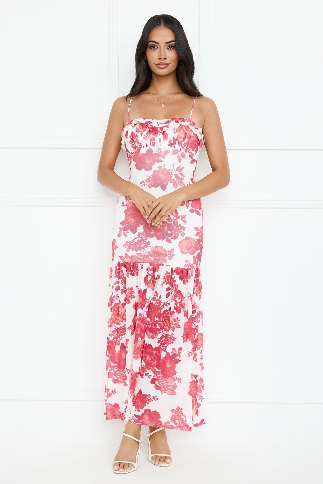Pink Lotus Mesh Maxi Dress Pink Product Image