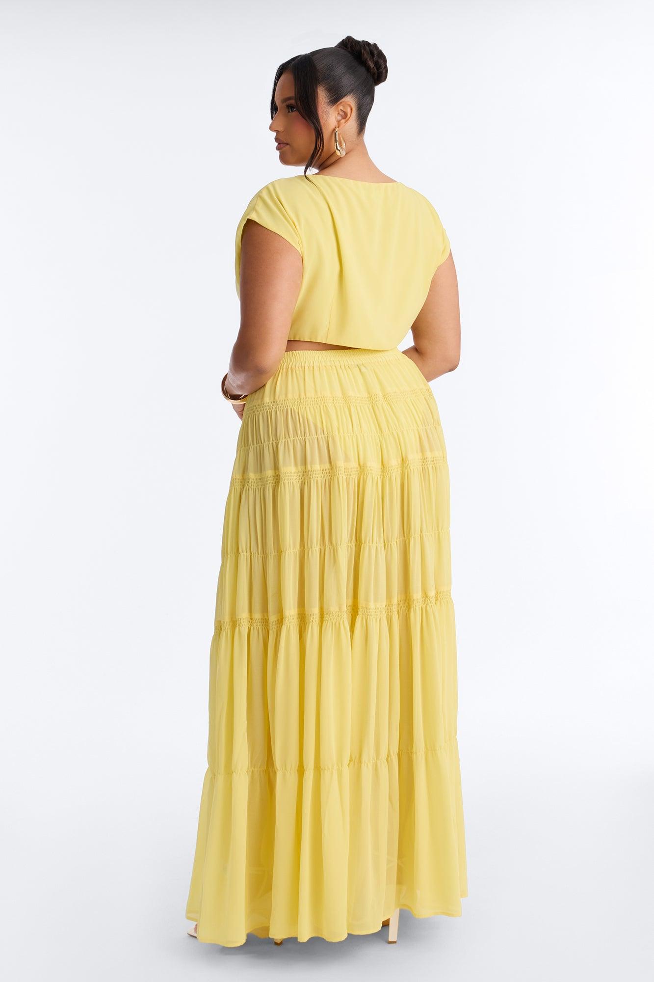 Sorrento Summer Chiffon Maxi Skirt Set - Yellow Female Product Image