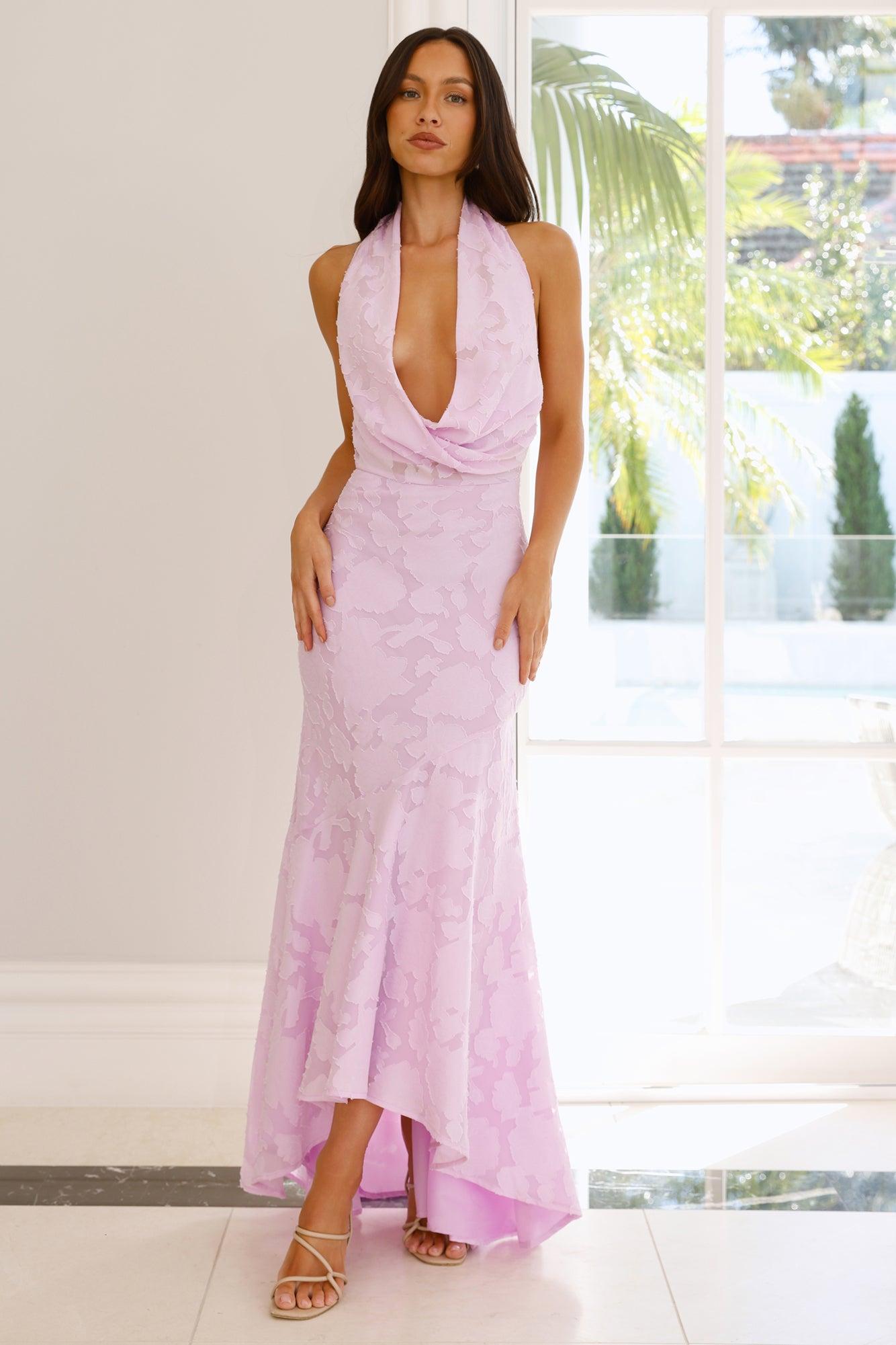 Garden Gems Halter Maxi Dress Lilac Product Image
