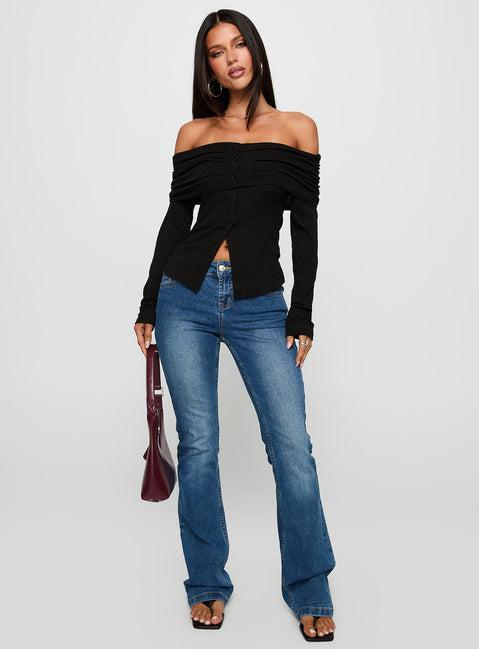 Victorea Off Shoulder Top Black Product Image