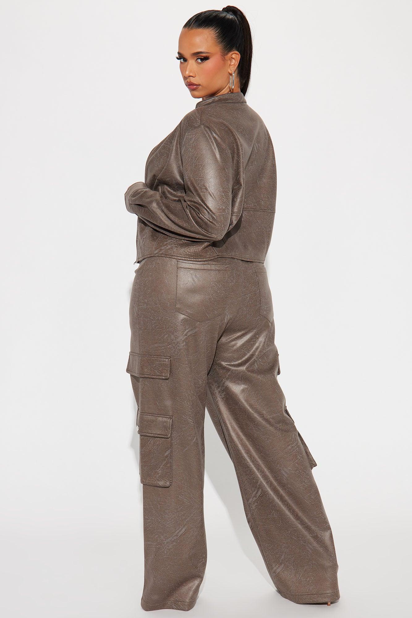 Cool Day Faux Suede Pant Set - Olive Product Image