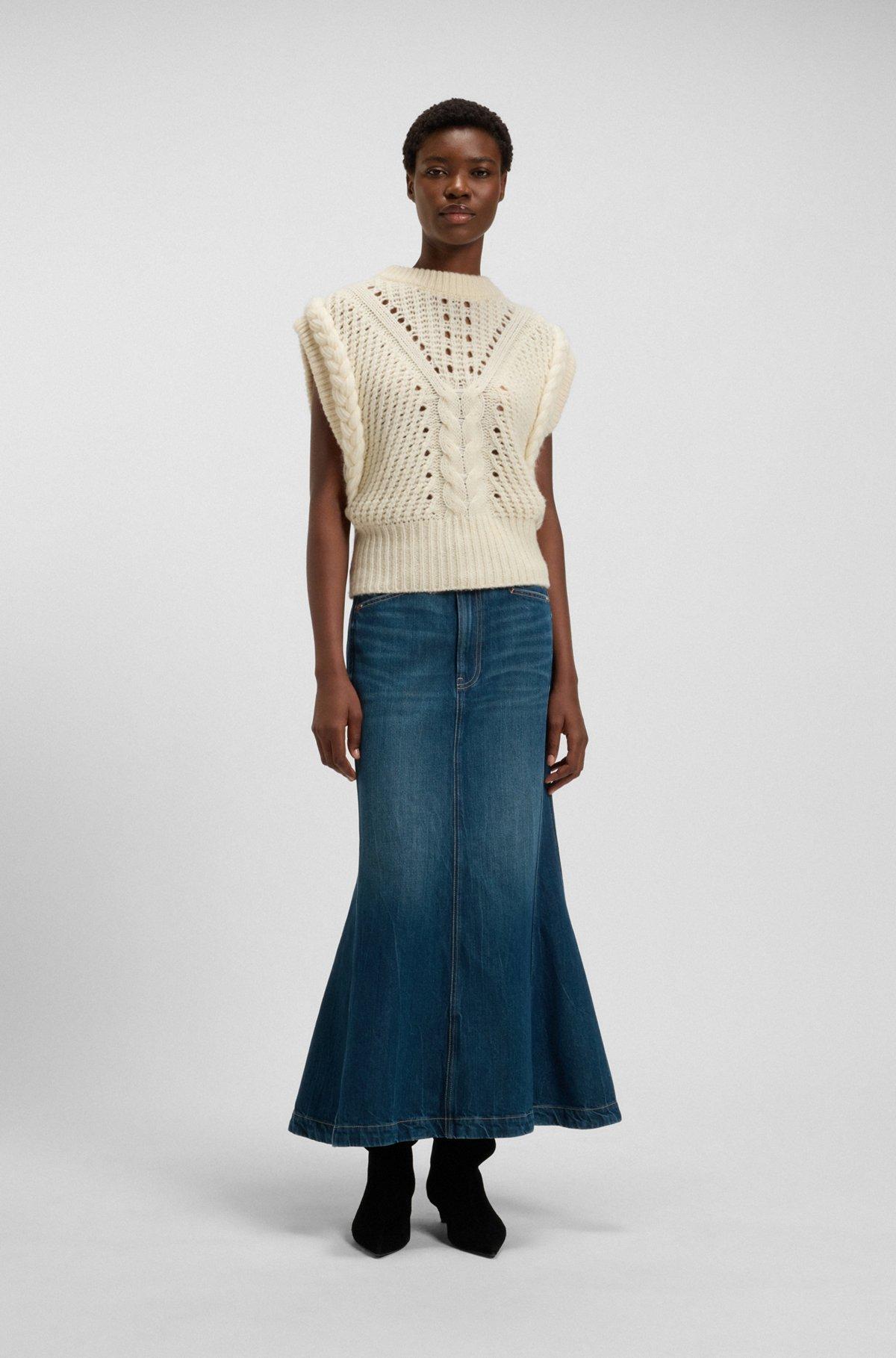 Relaxed-fit sleeveless top in structured Italian yarn Product Image