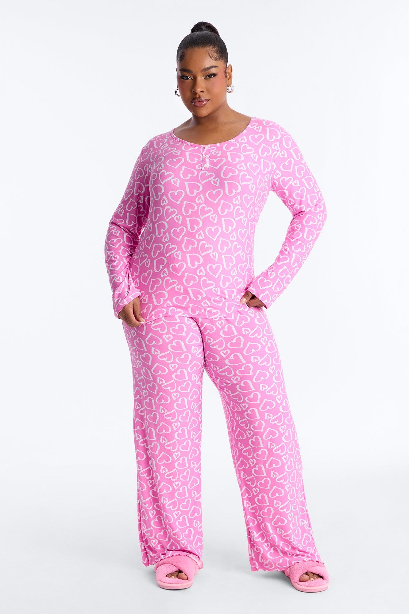 Such A Flirt Long Sleeve PJ Pant Set - Pink Female Product Image