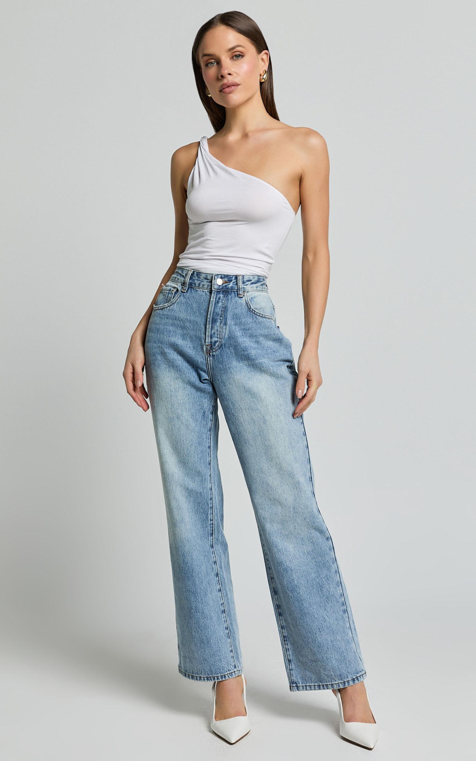 Marinette Top - Twisted One Shoulder Top in White Product Image