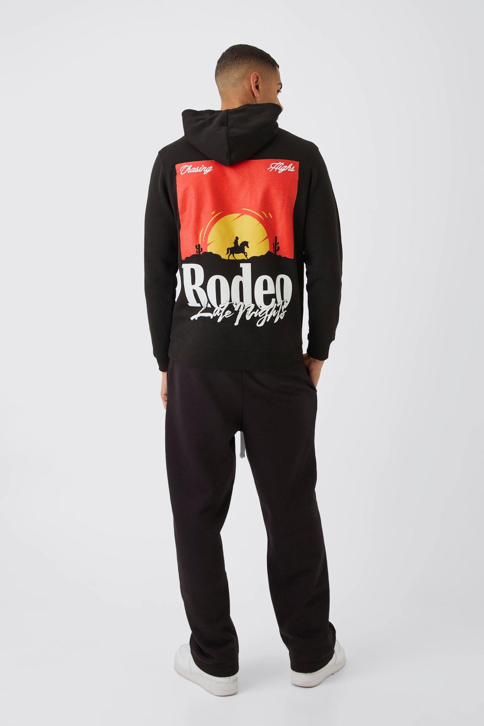 Regular Fit Rodeo Back Print Hoodie | boohooMAN USA Product Image
