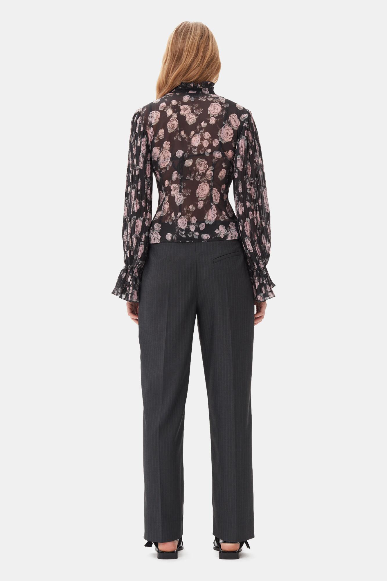 Floral Printed Pleated Georgette Blouse Product Image