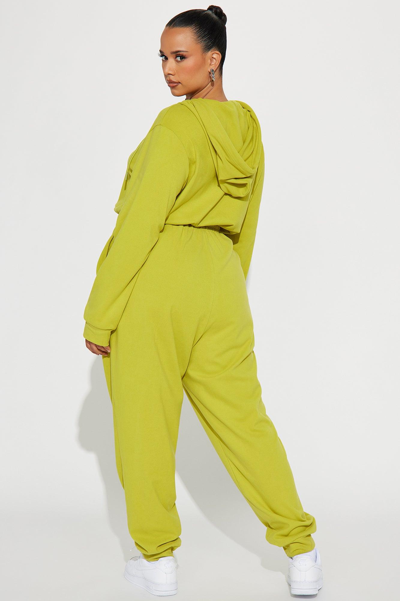 Play It Back Jumpsuit  - Chartreuse Product Image