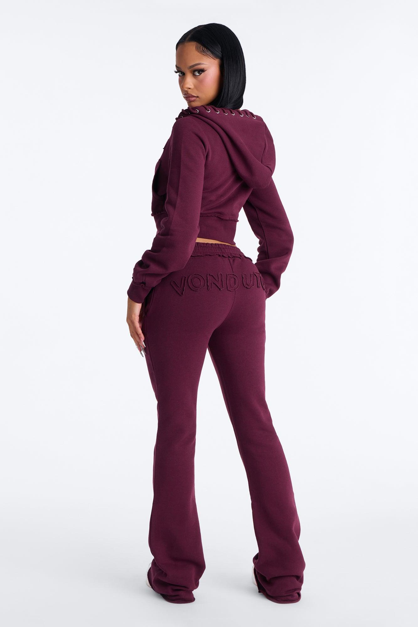 Von Dutch Night Drive Zip Up Sweatshirt - Burgundy Female Product Image