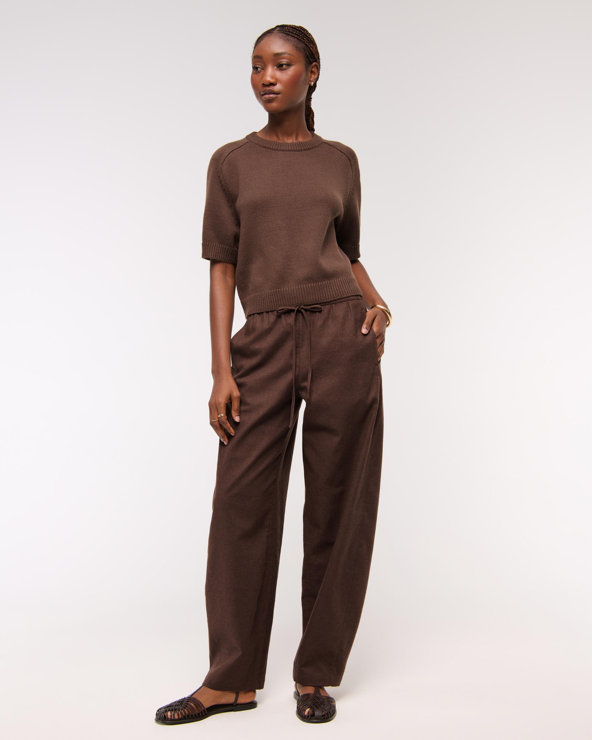 The A&F Madeline Textural Crew Sweater Tee Product Image