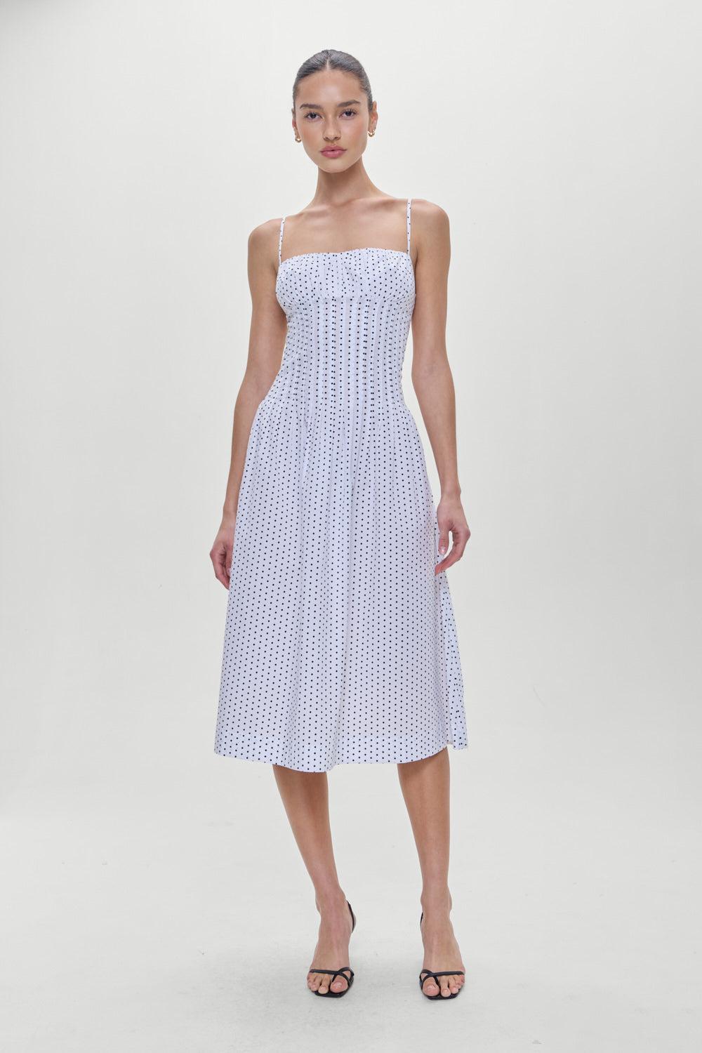 Reign Polka Dot Maxi Dress - White Polka Dot Product Image