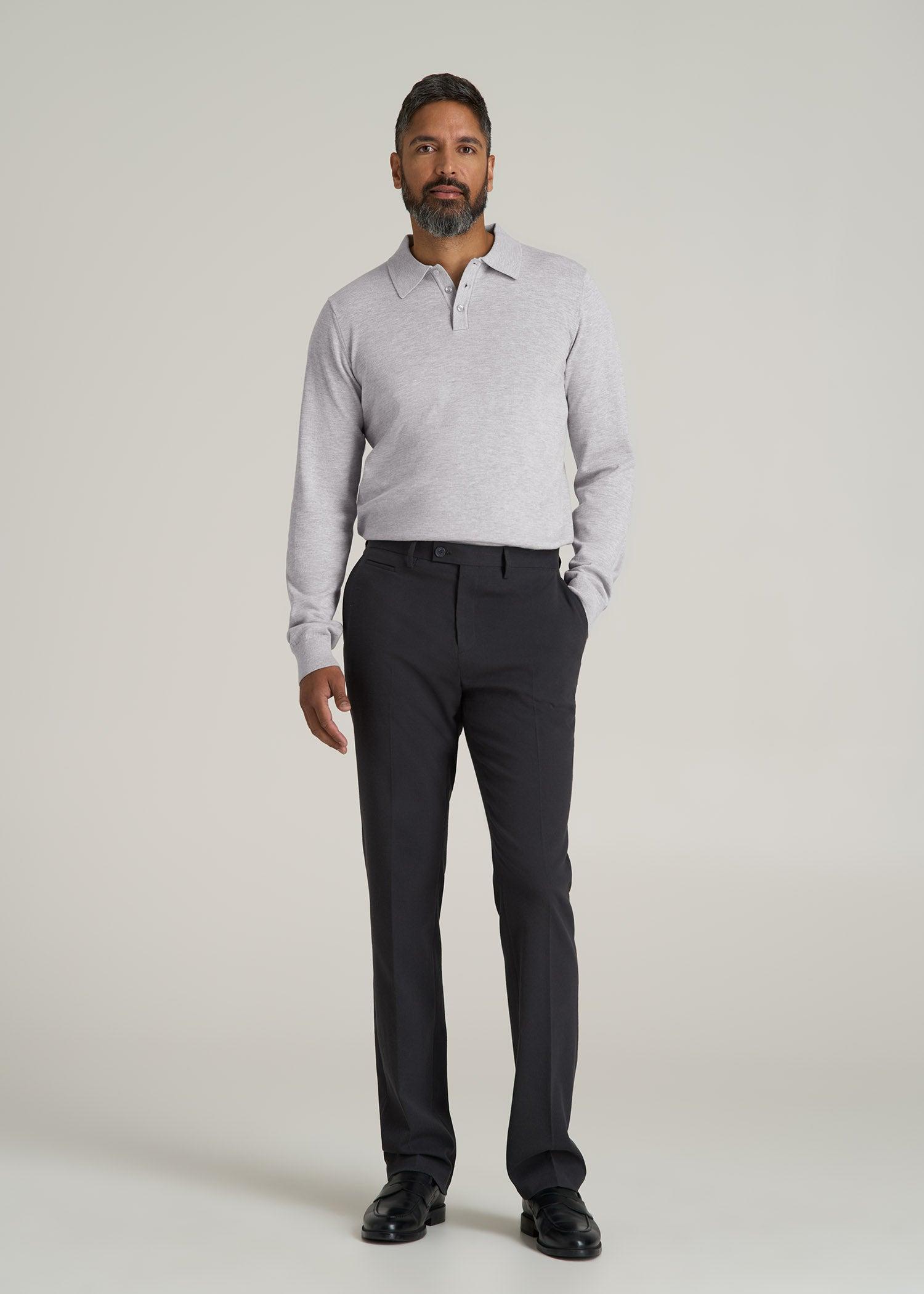 Polo Sweater for Tall Men in Light Grey Male Product Image