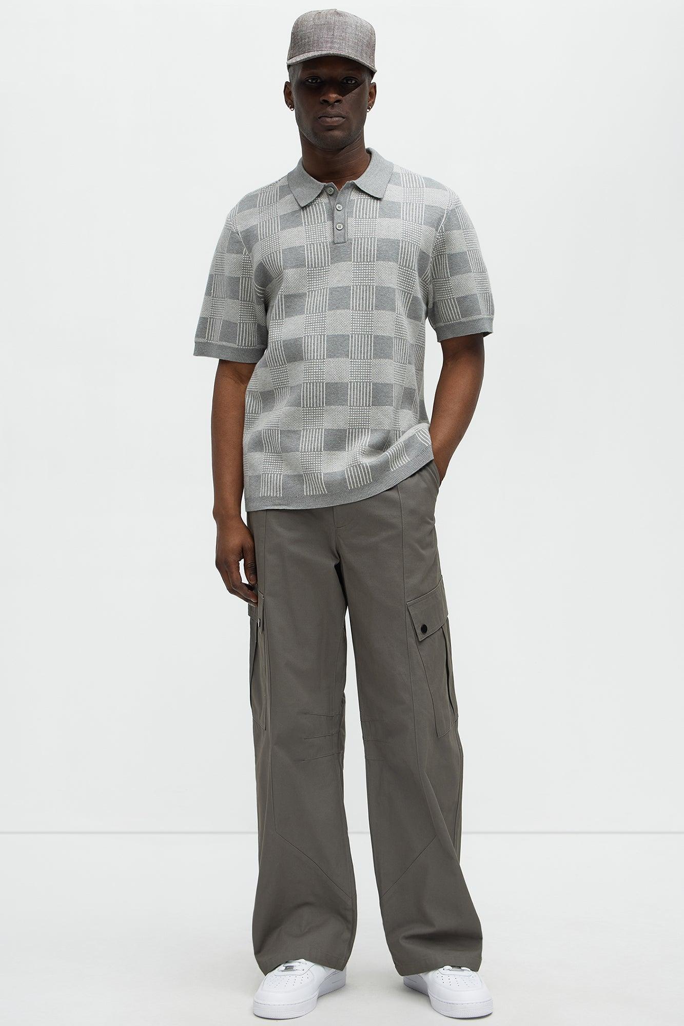 Carl Paneled Baggy Cargo Pants - Grey Product Image