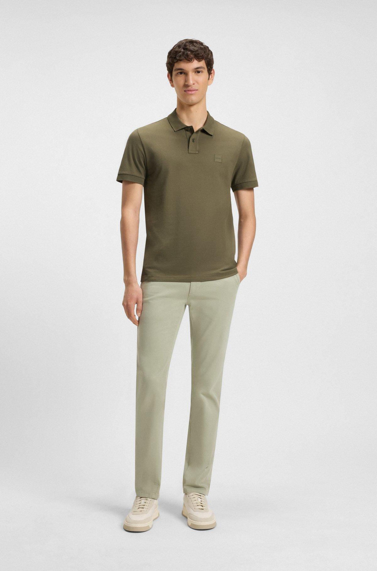 BOSS - Extra-slim-fit stretch-cotton shirt with logo tape - Light Green Product Image