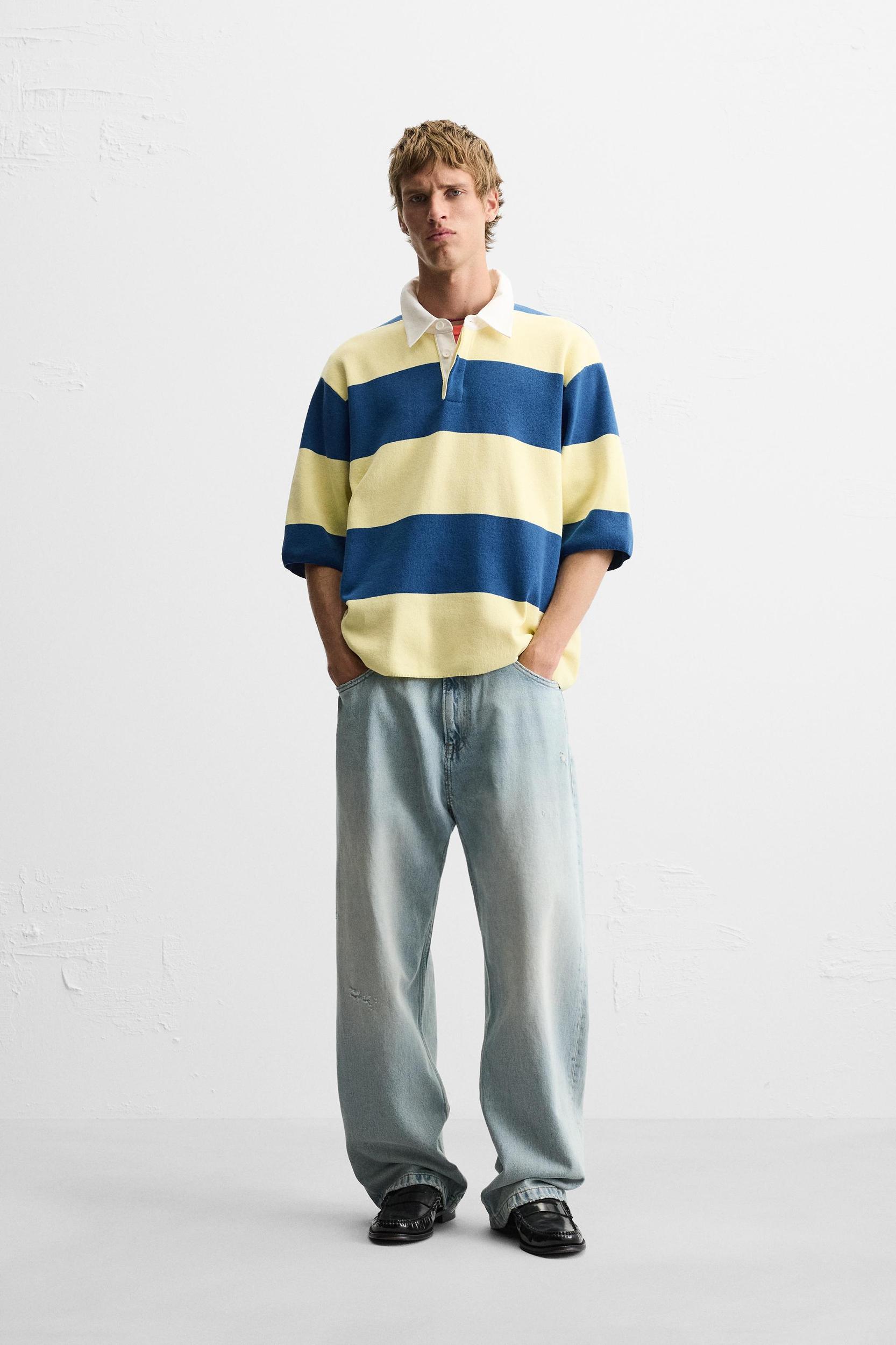 STRIPED KNIT POLO Product Image