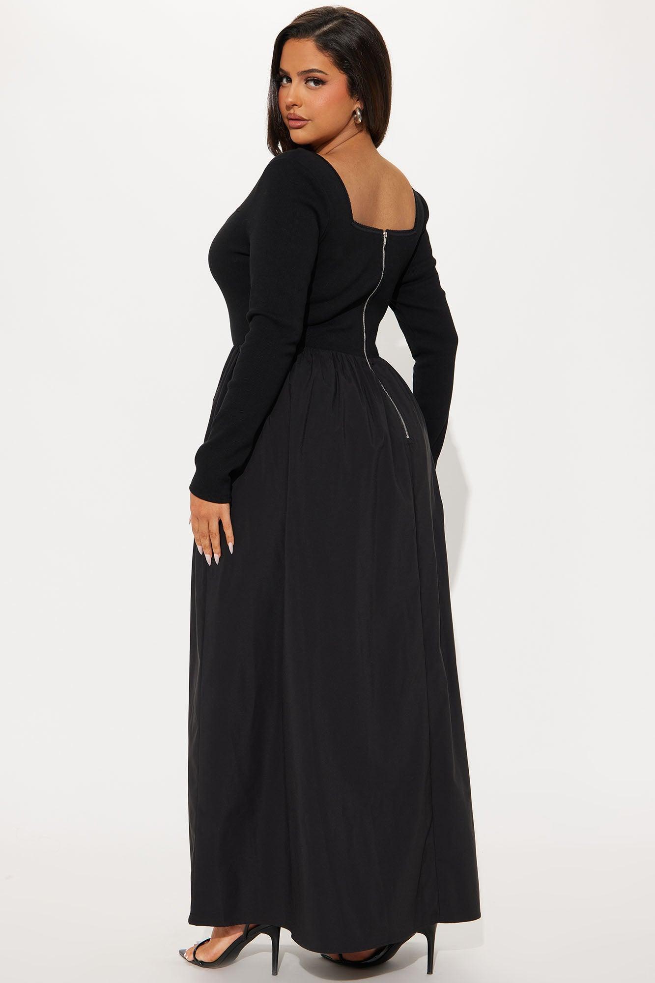 Mia Long Sleeve Maxi Dress - Black Product Image