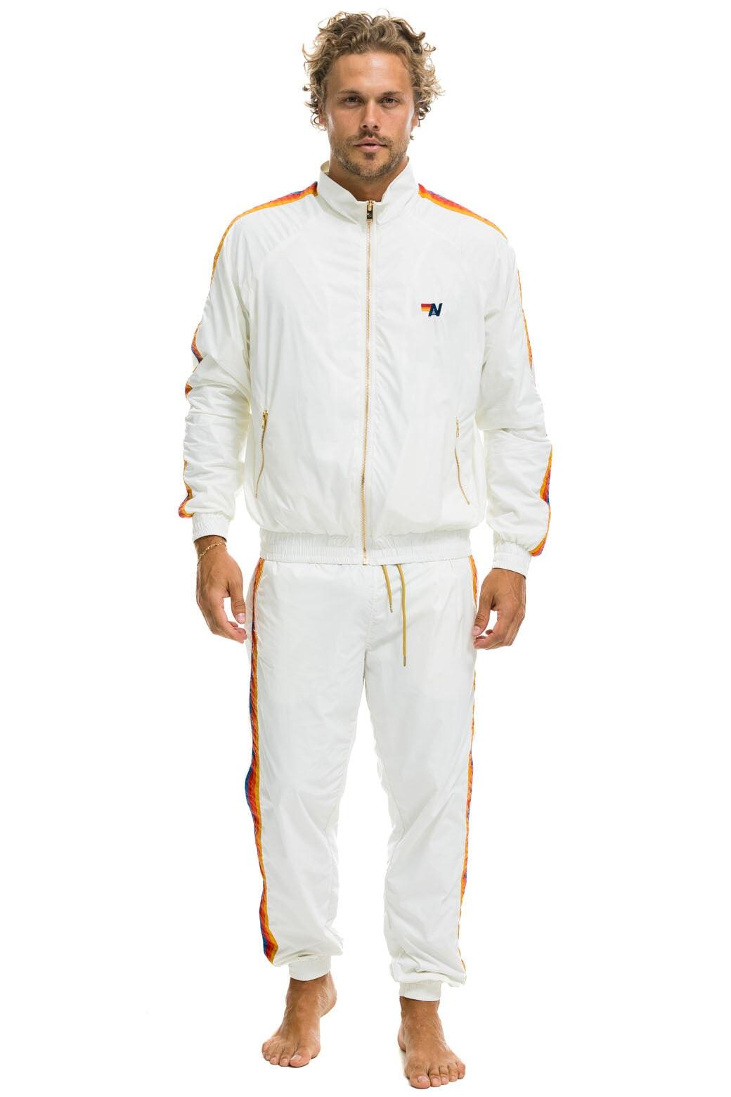 MEN'S 4 STRIPE WINDBREAKER - WHITE Male Product Image