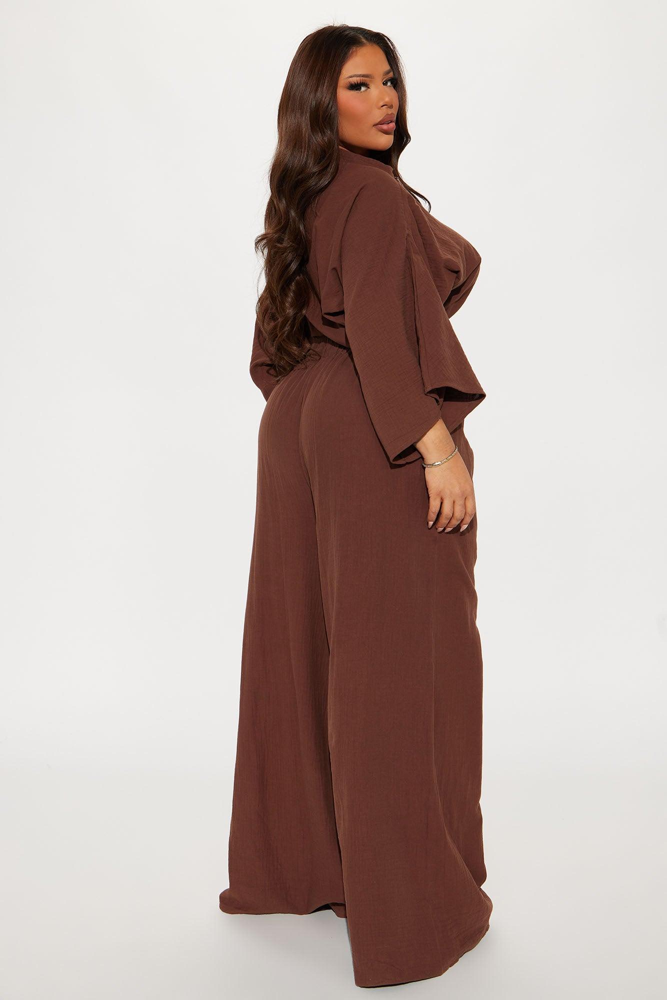 Isabella Gauze Pant Set - Chocolate Product Image