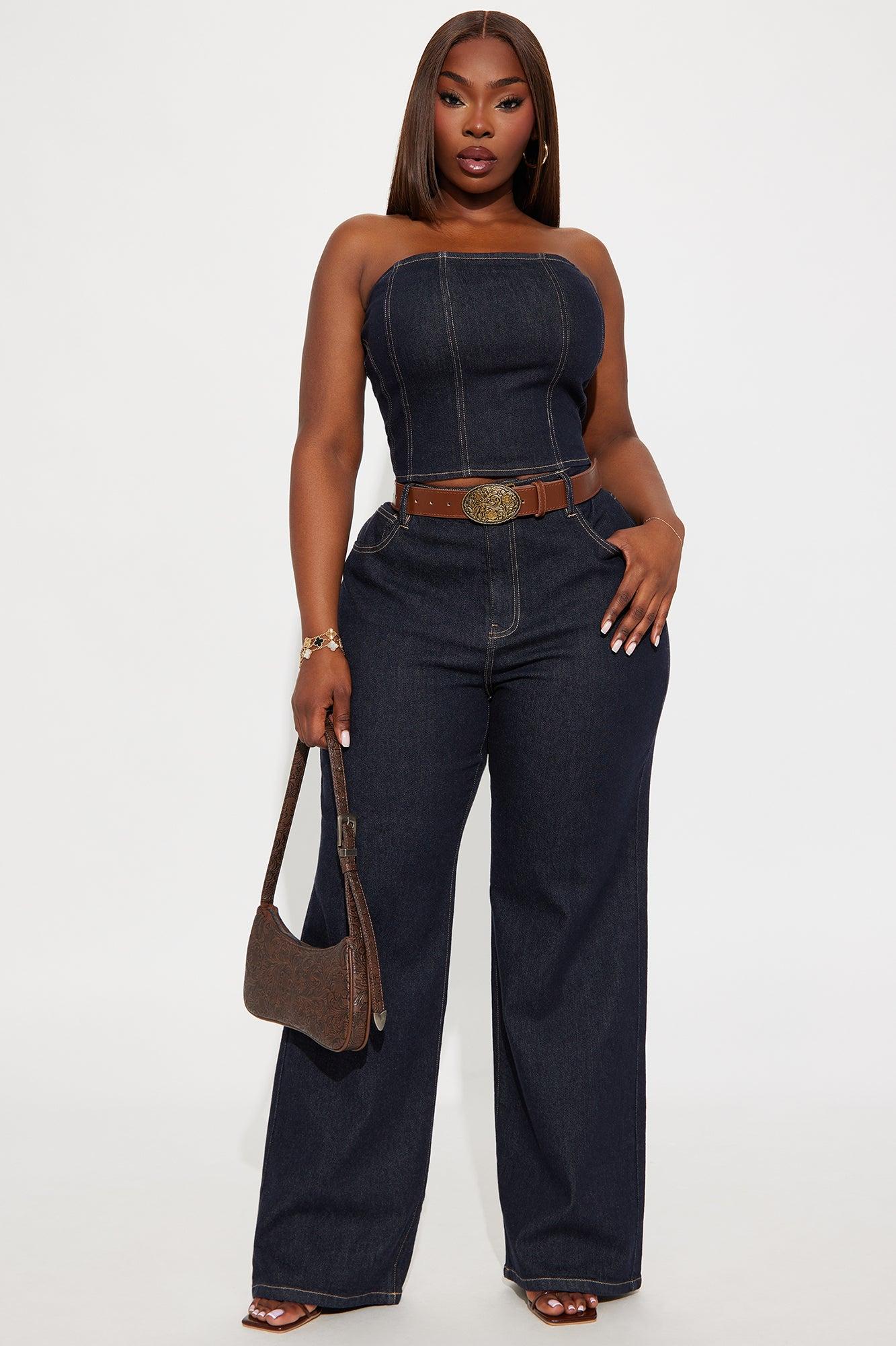 Western Babe Denim Pant Set - Dark Denim Female Product Image