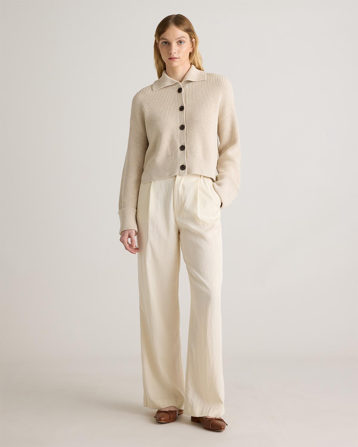 Quince | Women's Fisherman Collared Cardigan Sweater Size XL, Organic Cotton Product Image