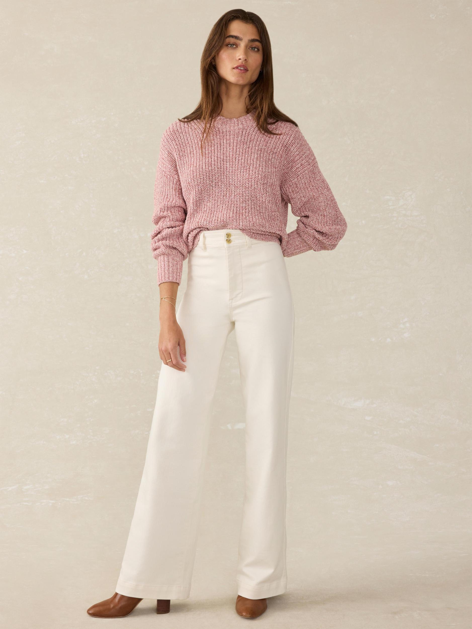 Sunwashed Cotton Fisherman Sweater - Seashell Blush Female Product Image