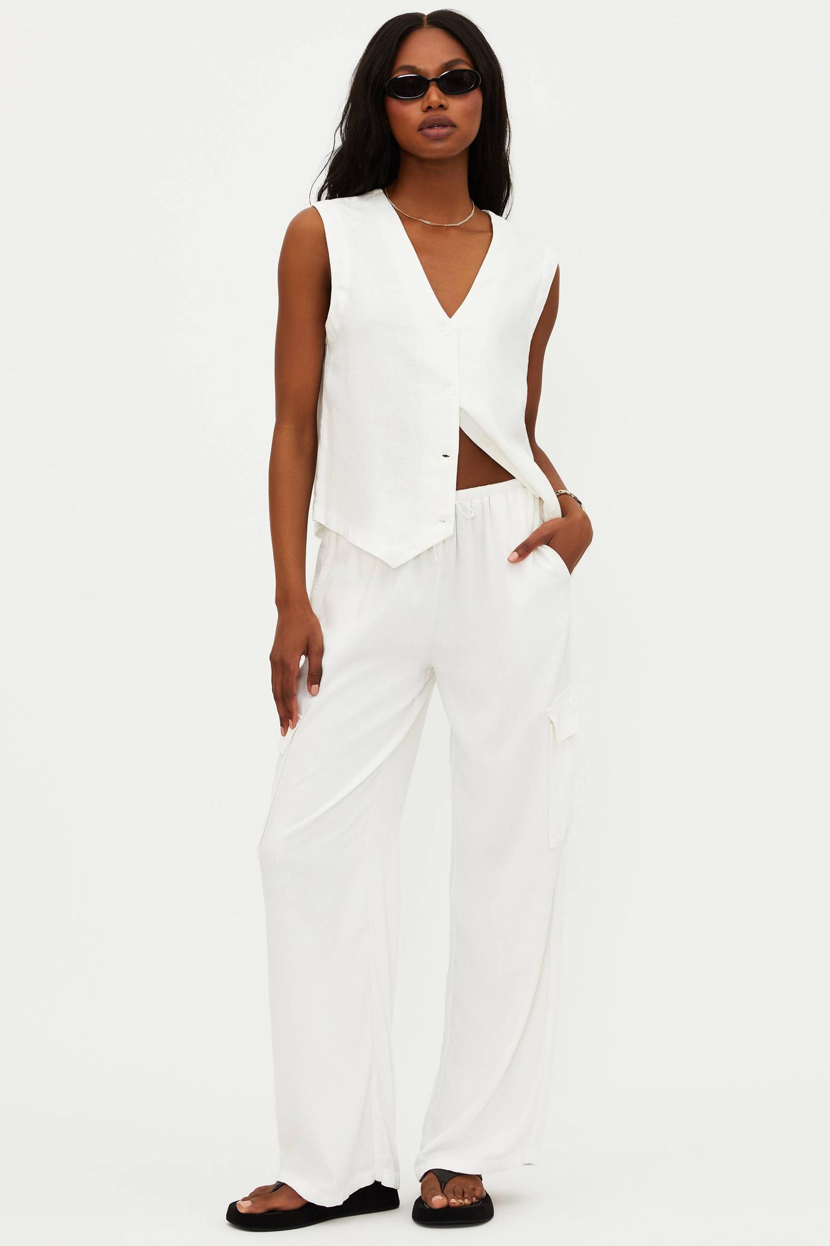 Amara Pant White Linen Product Image