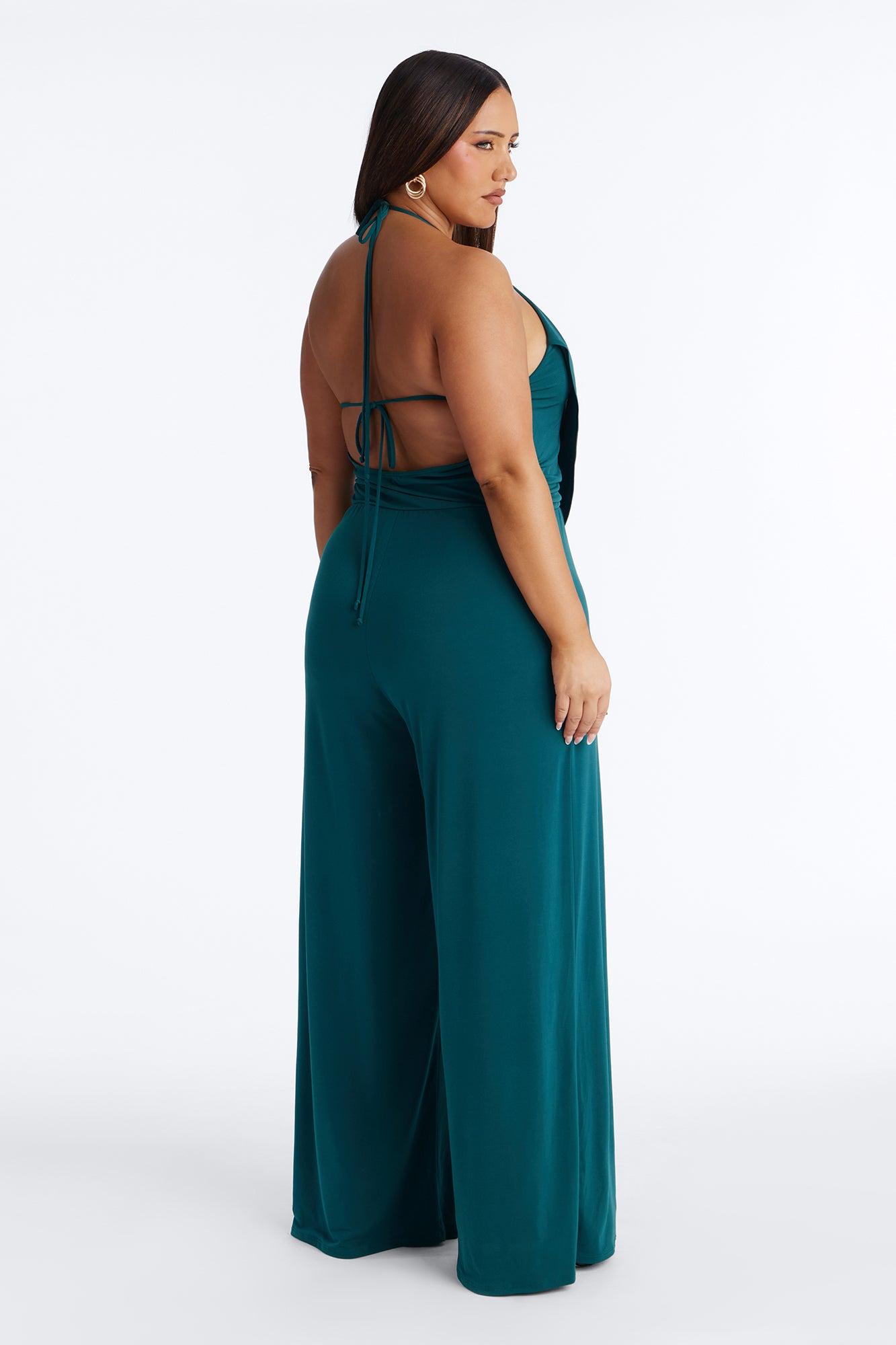 Shana Cowl Halter Wide Leg Jumpsuit - Green Female Product Image
