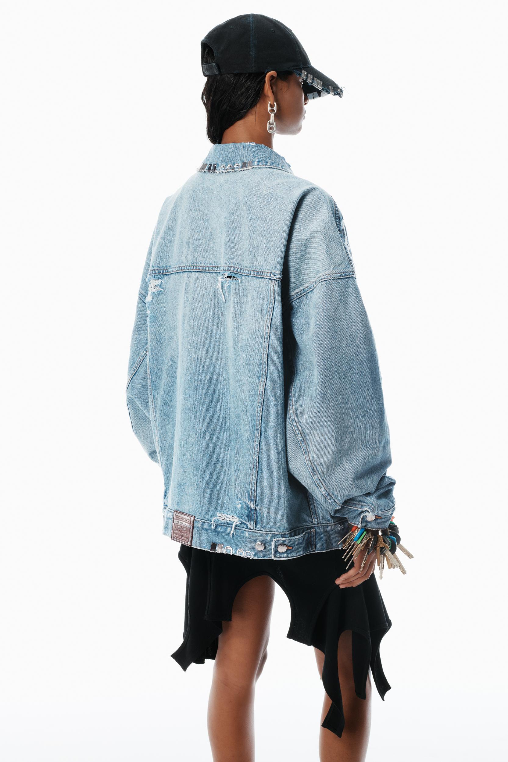 Blue Oversized Trucker Jacket  Product Image
