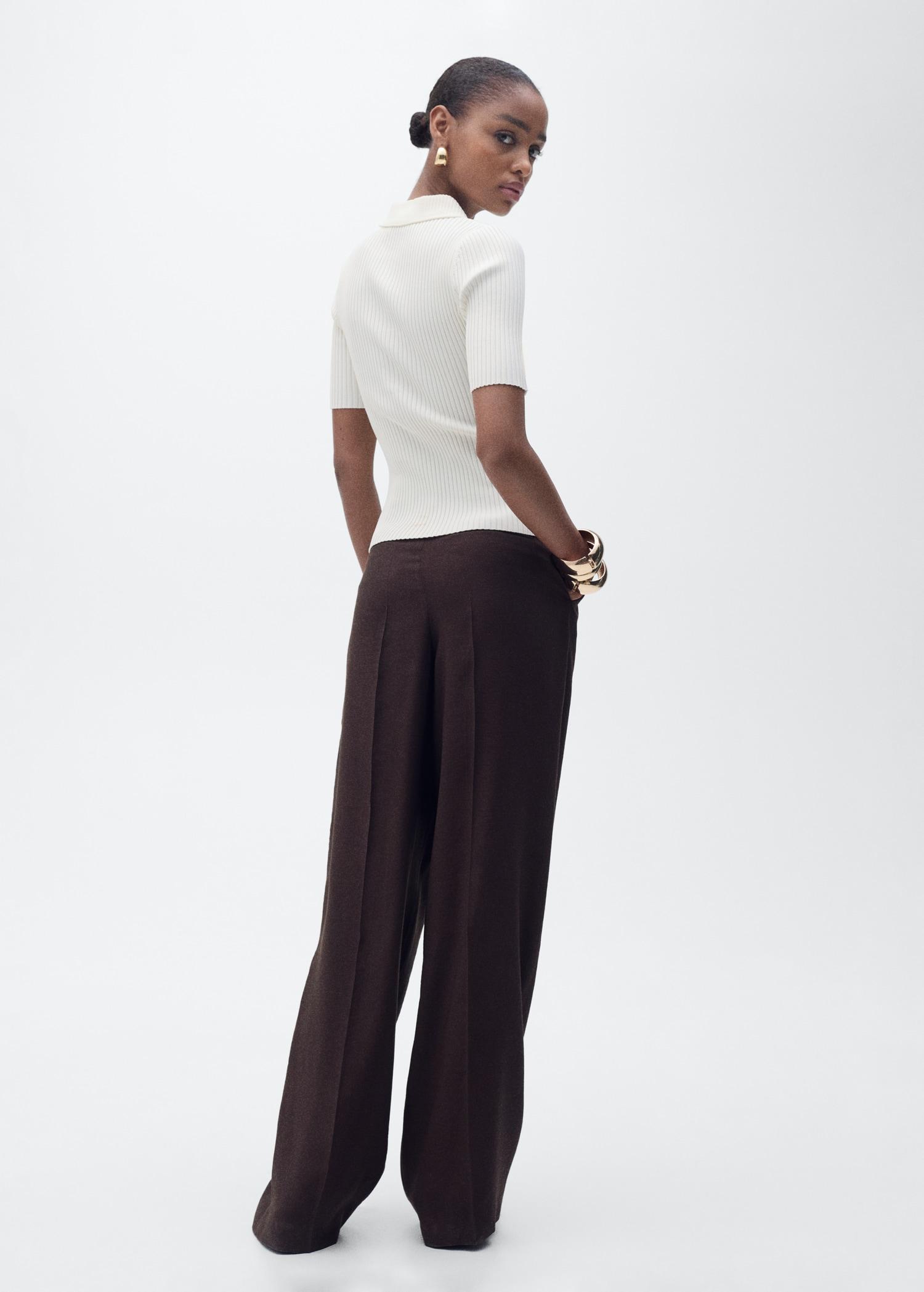 Ribbed polo-neck sweater - Women | MANGO USA Product Image