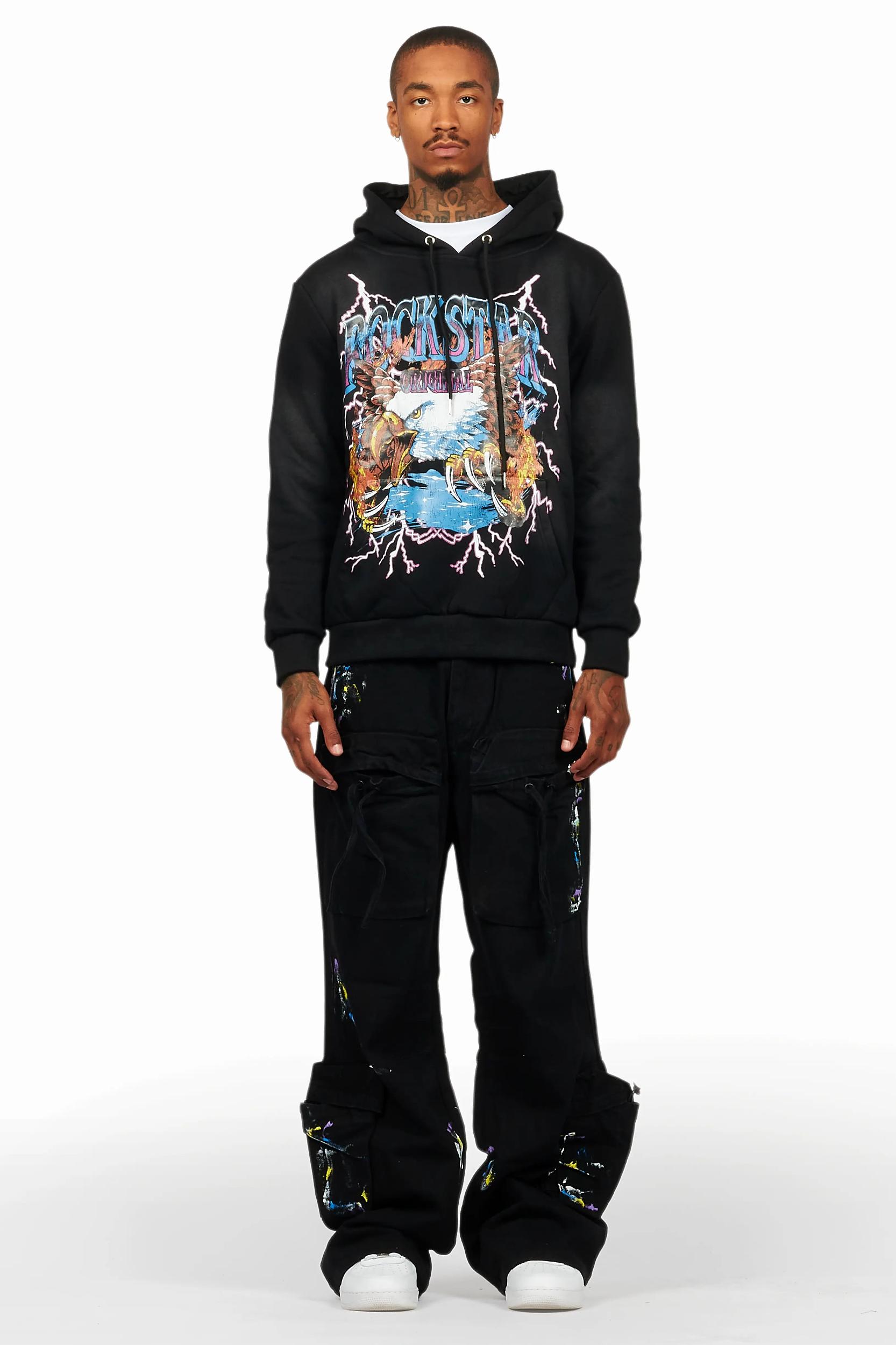 Darken Black Hoodie/Baggy Fit Cargo Jean Set Male Product Image