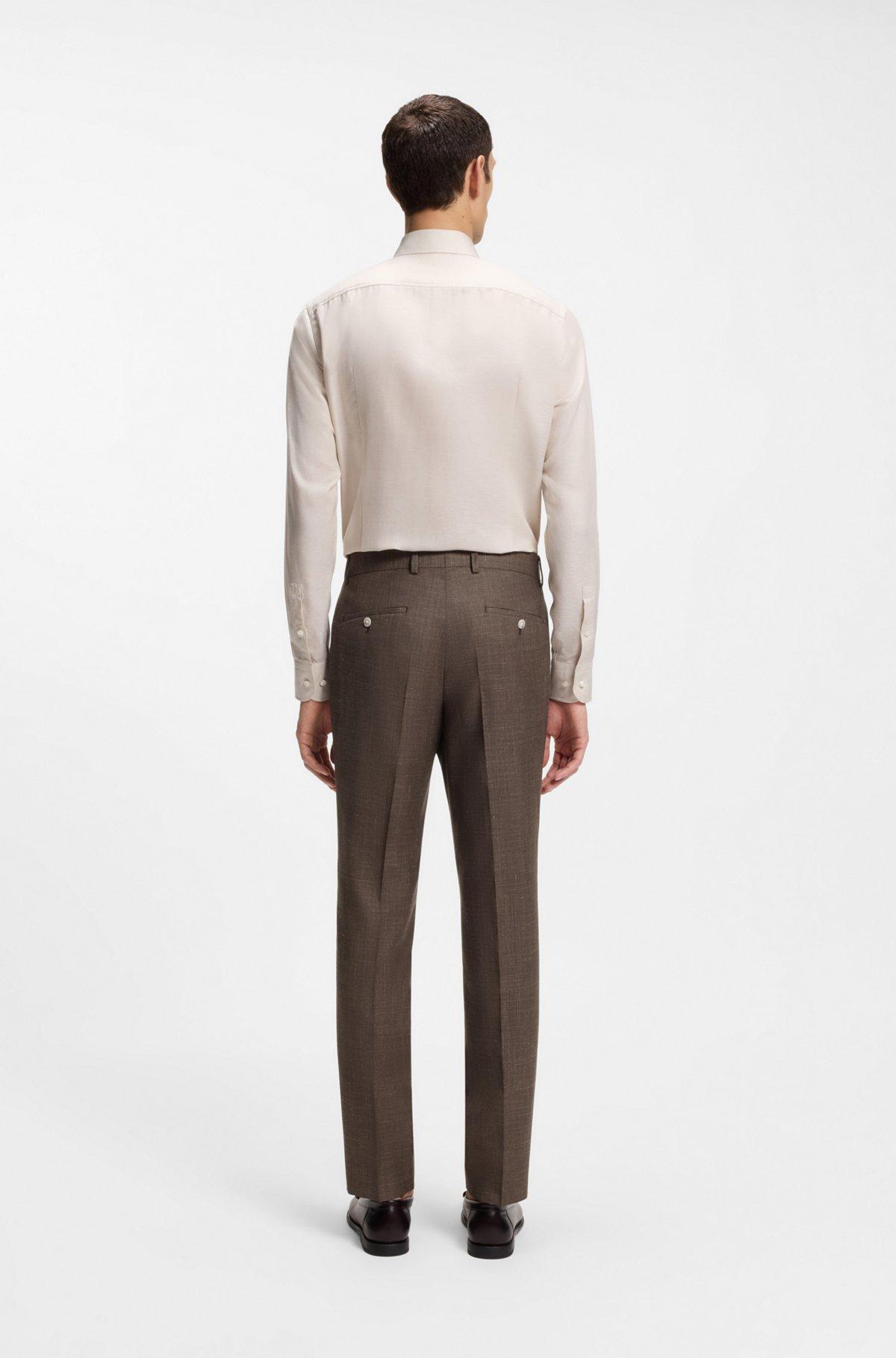 Slim-fit trousers in virgin wool, silk and linen Product Image