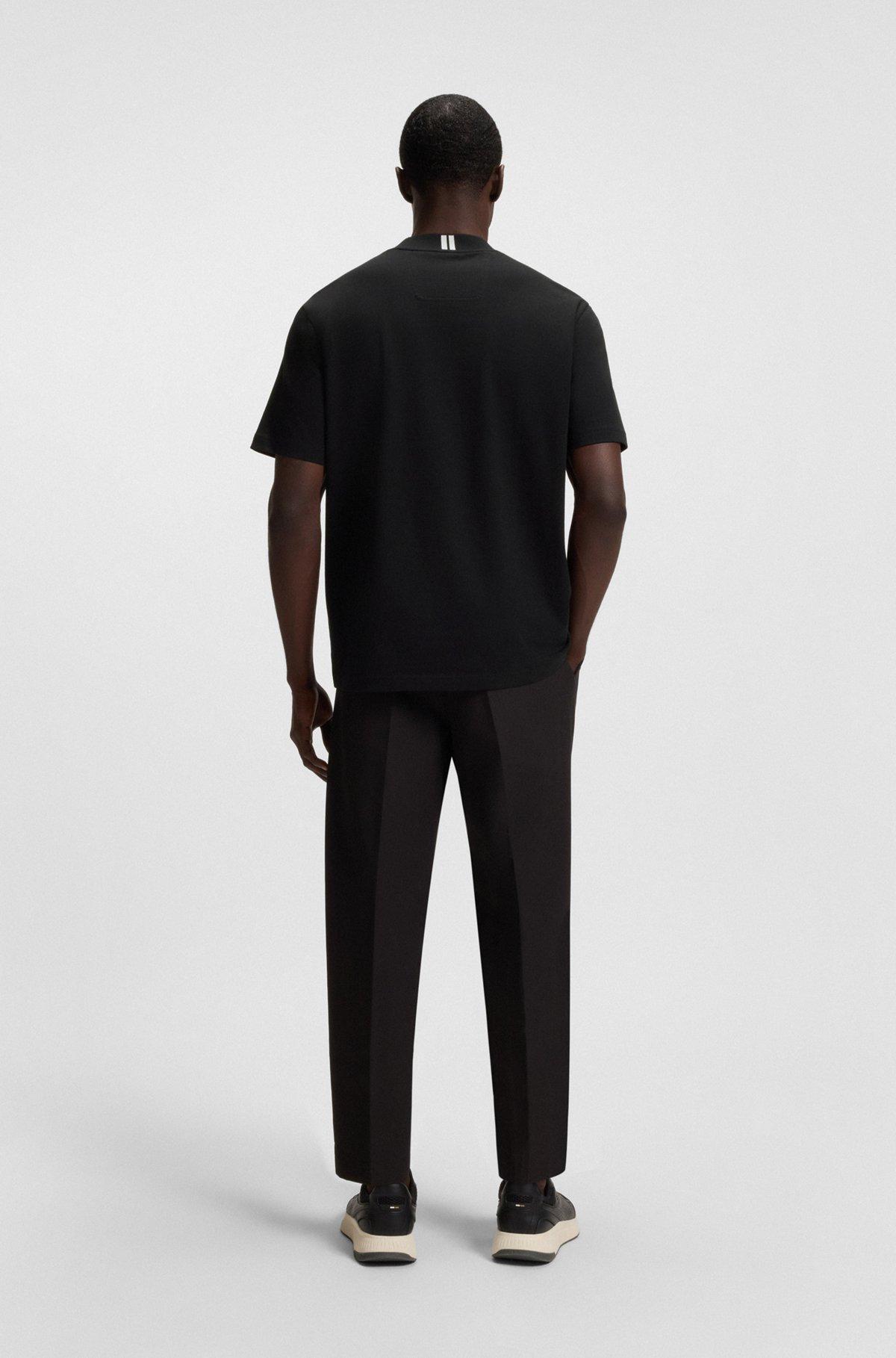 BOSS - Relaxed-fit shirt in stretch cotton with camp collar - Black Product Image
