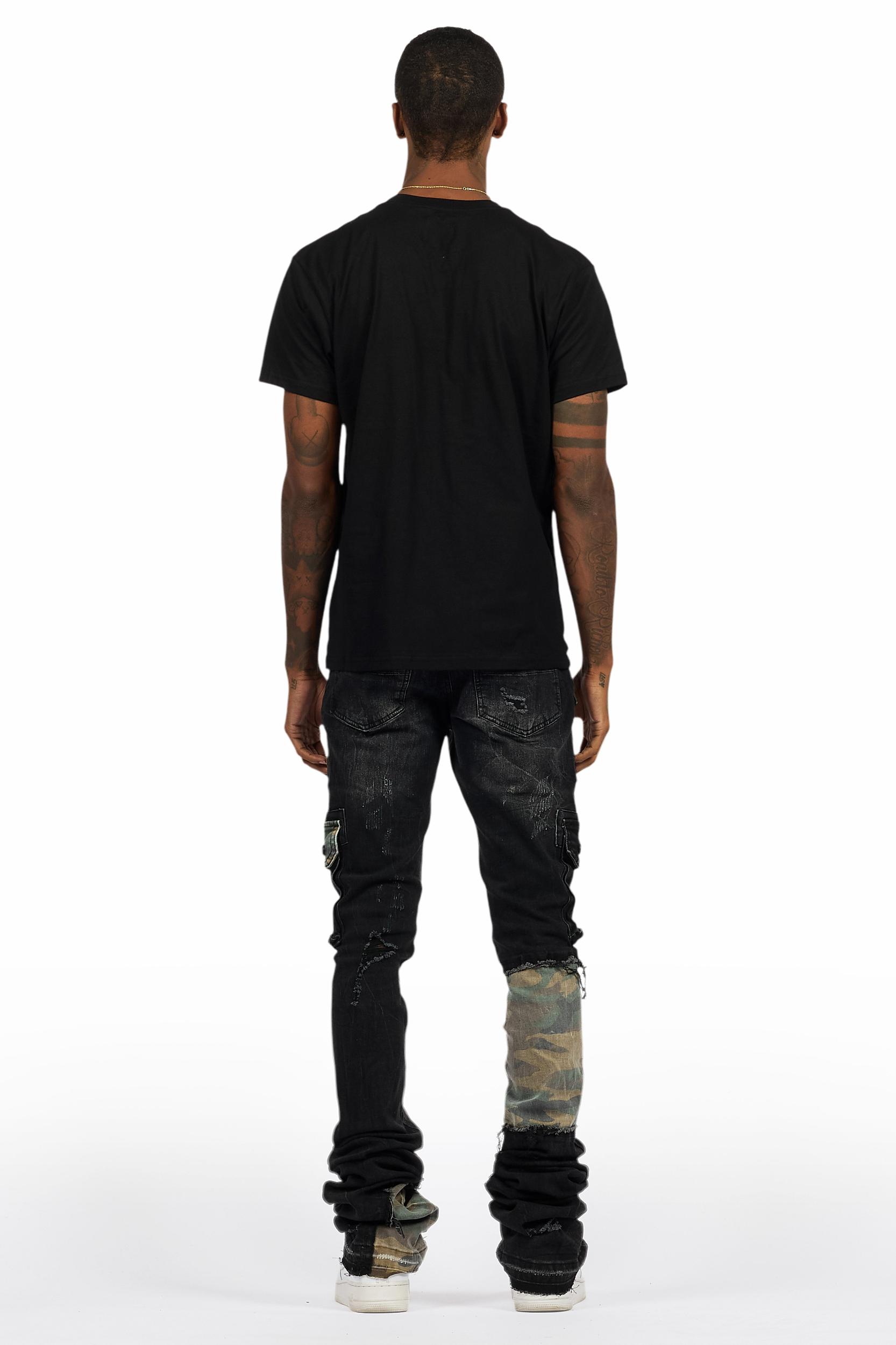 Beno Black T-Shirt/Super Stacked Flare Jean Bundle Male Product Image