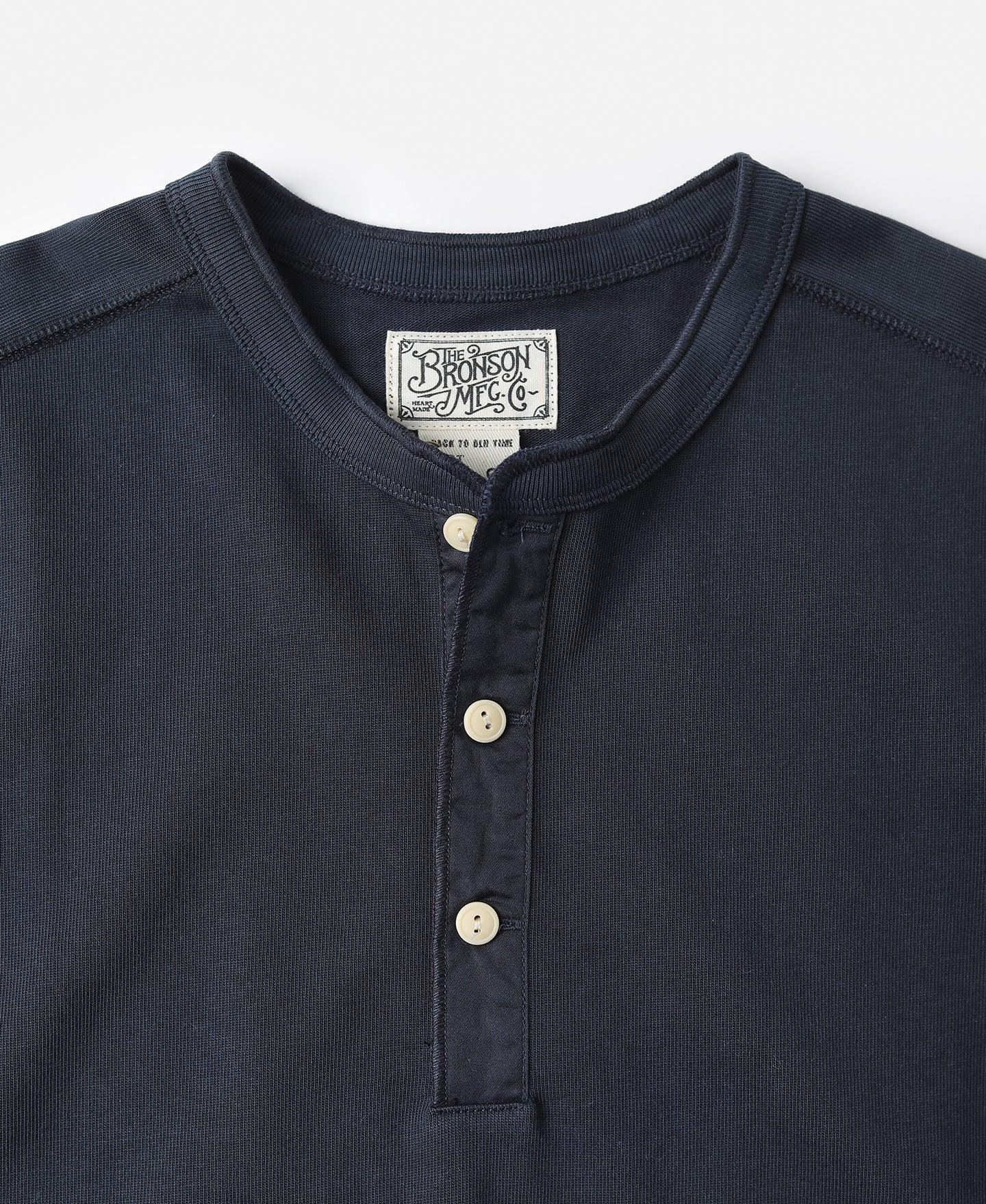 Vintage Long Sleeve Henley Shirt - Navy Product Image