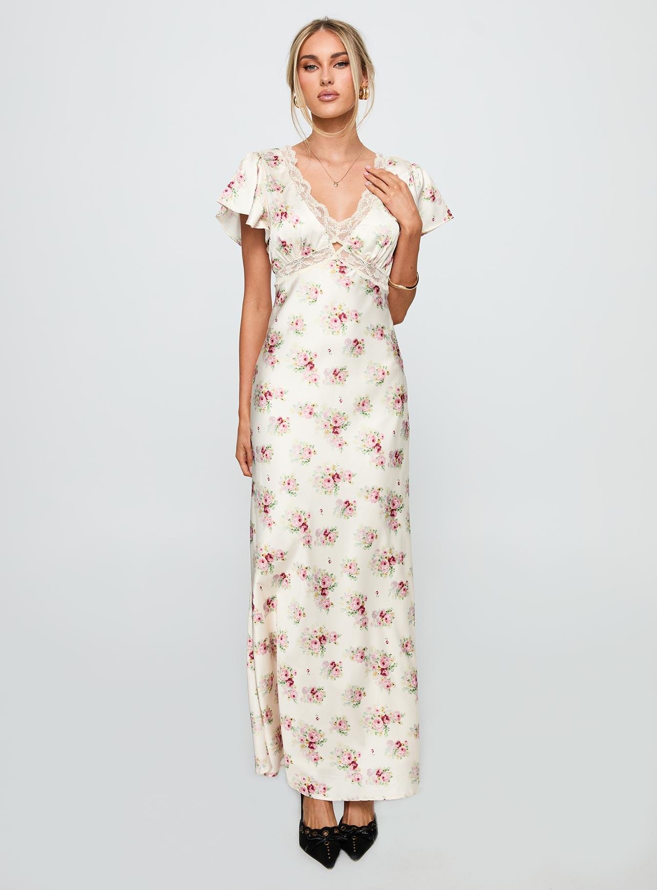 Miraselle Maxi Dress Cream Floral Product Image