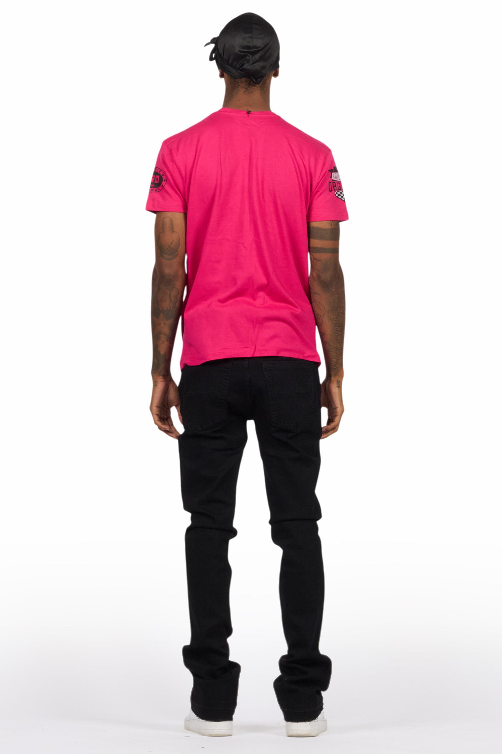 Amos Fuchsia Graphic T-Shirt & Dag Black Jean Bundle Male Product Image