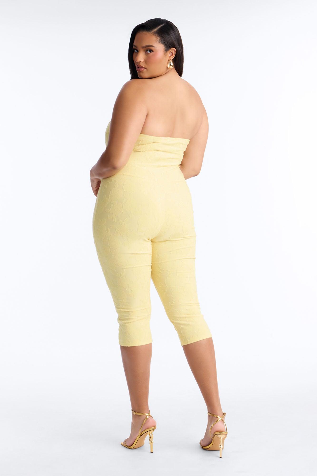 Belle Corset Capri Catsuit - Yellow Female Product Image