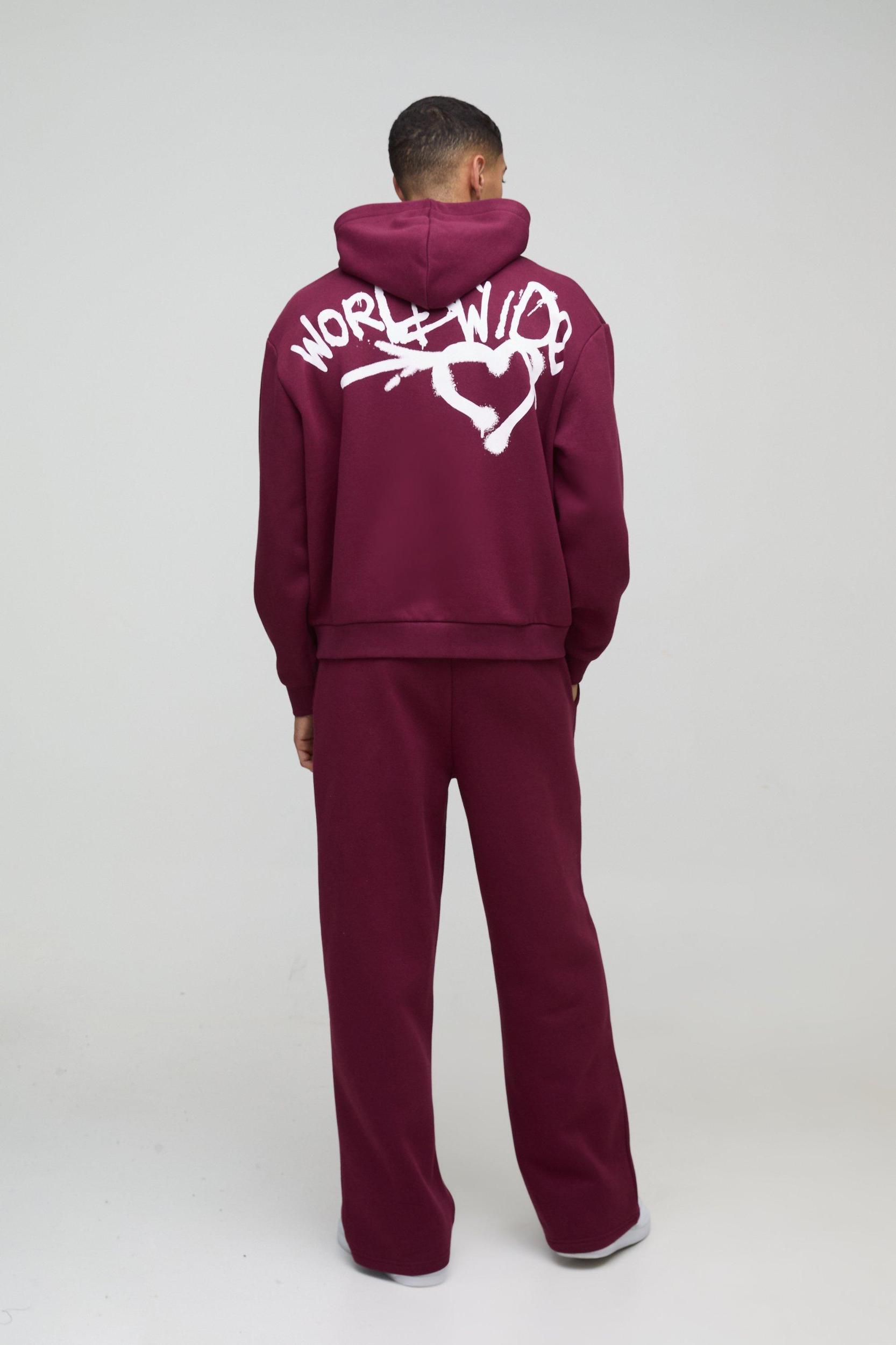 Oversized Boxy Spray Graffiti Print Hoodie | boohooMAN USA Product Image