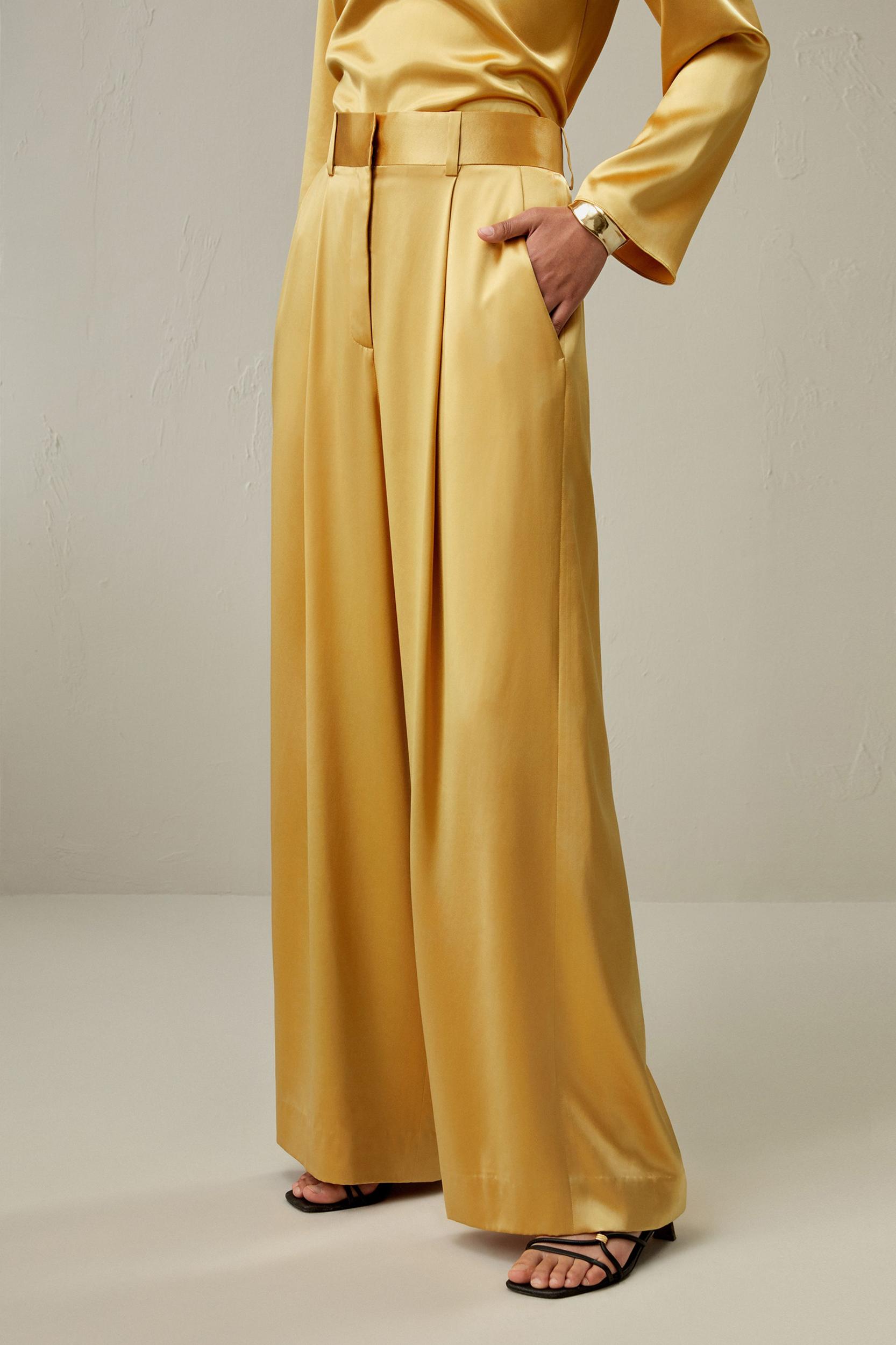 High-Waist Silk Palazzo Pants Product Image
