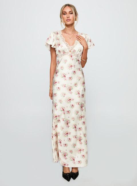 Miraselle Maxi Dress Cream Floral Product Image