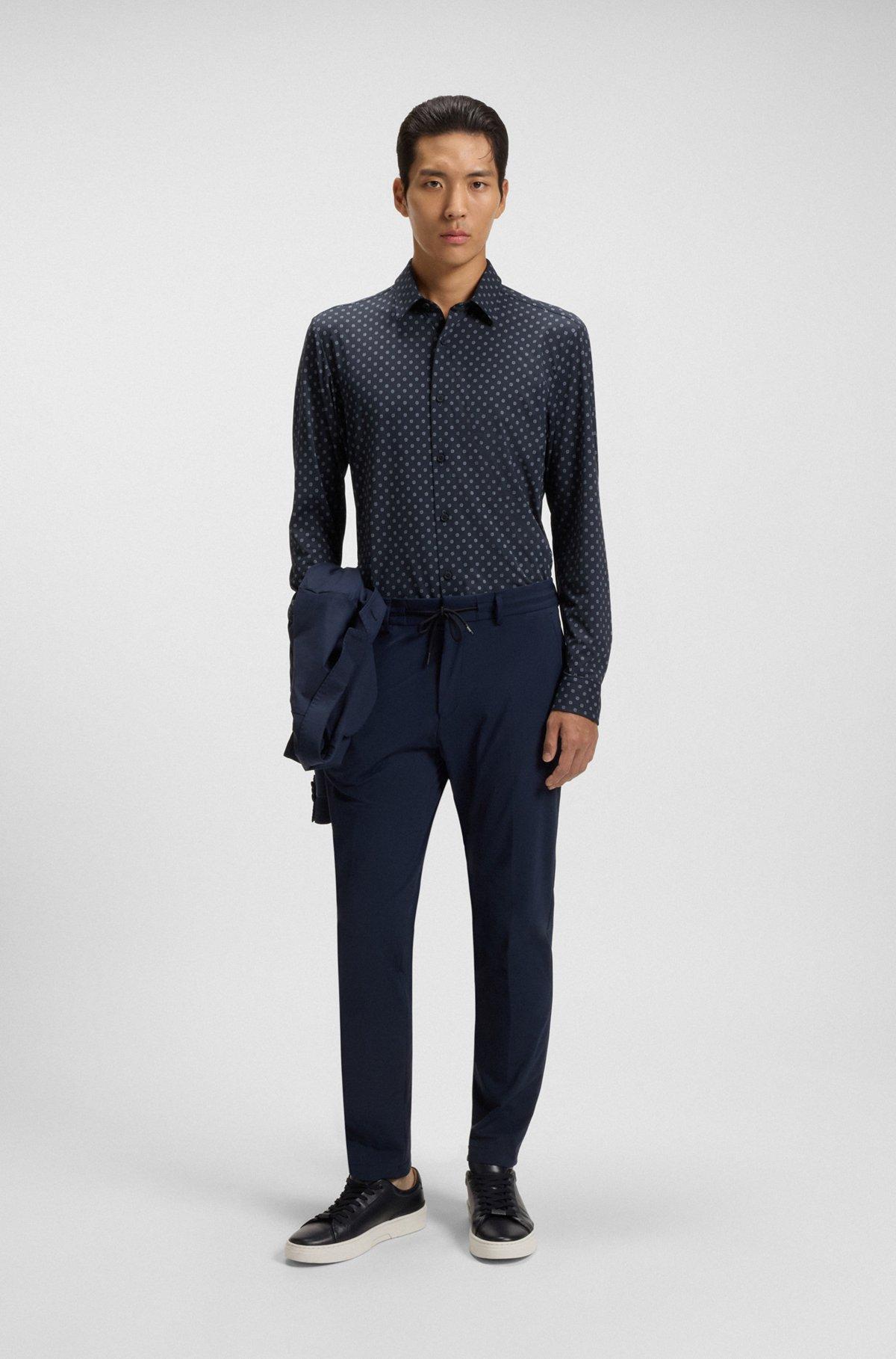 Slim-fit shirt in printed performance-stretch Italian fabric Product Image