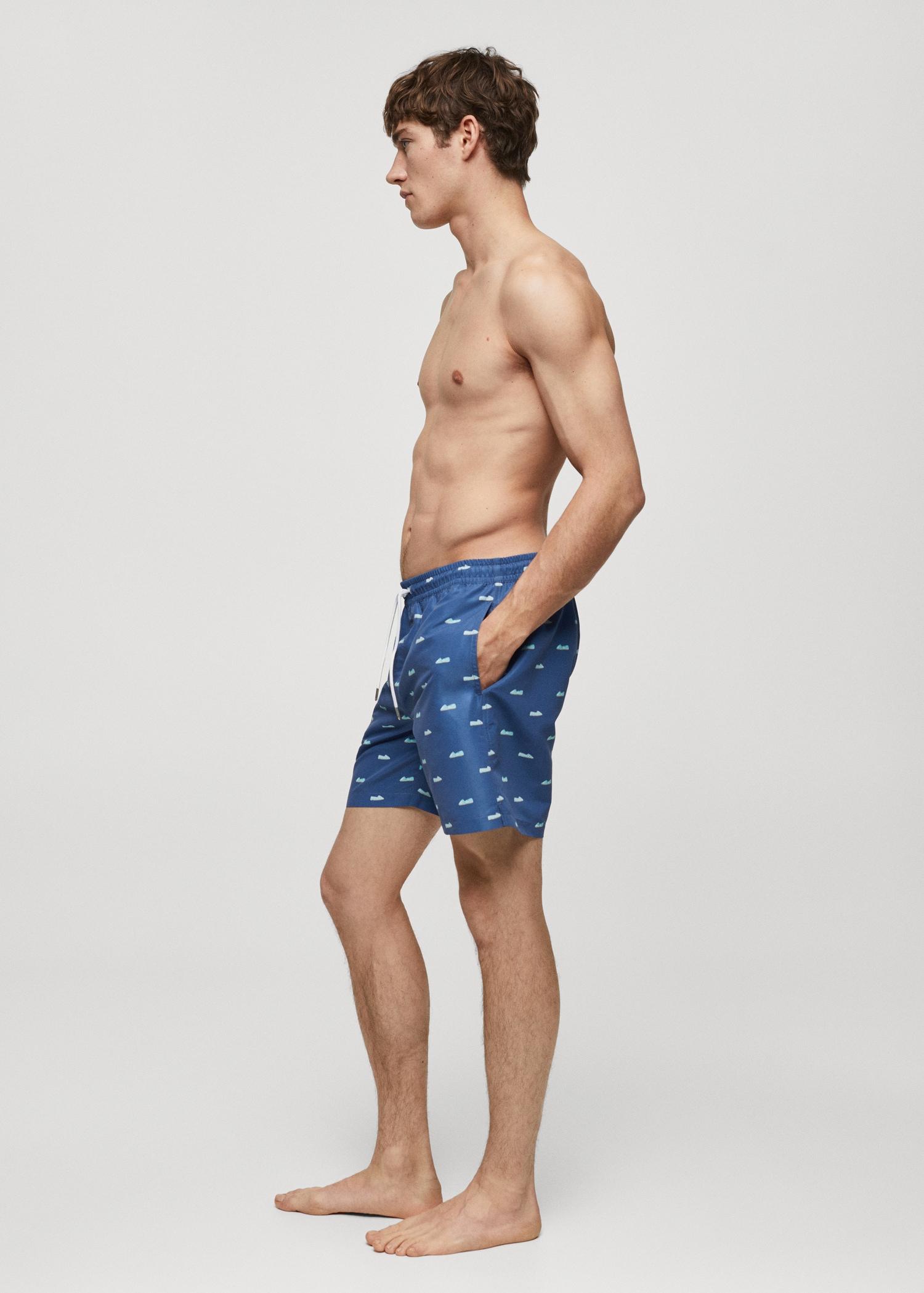 Espadrille-print swimsuit with drawstring - Men | MANGO USA Product Image