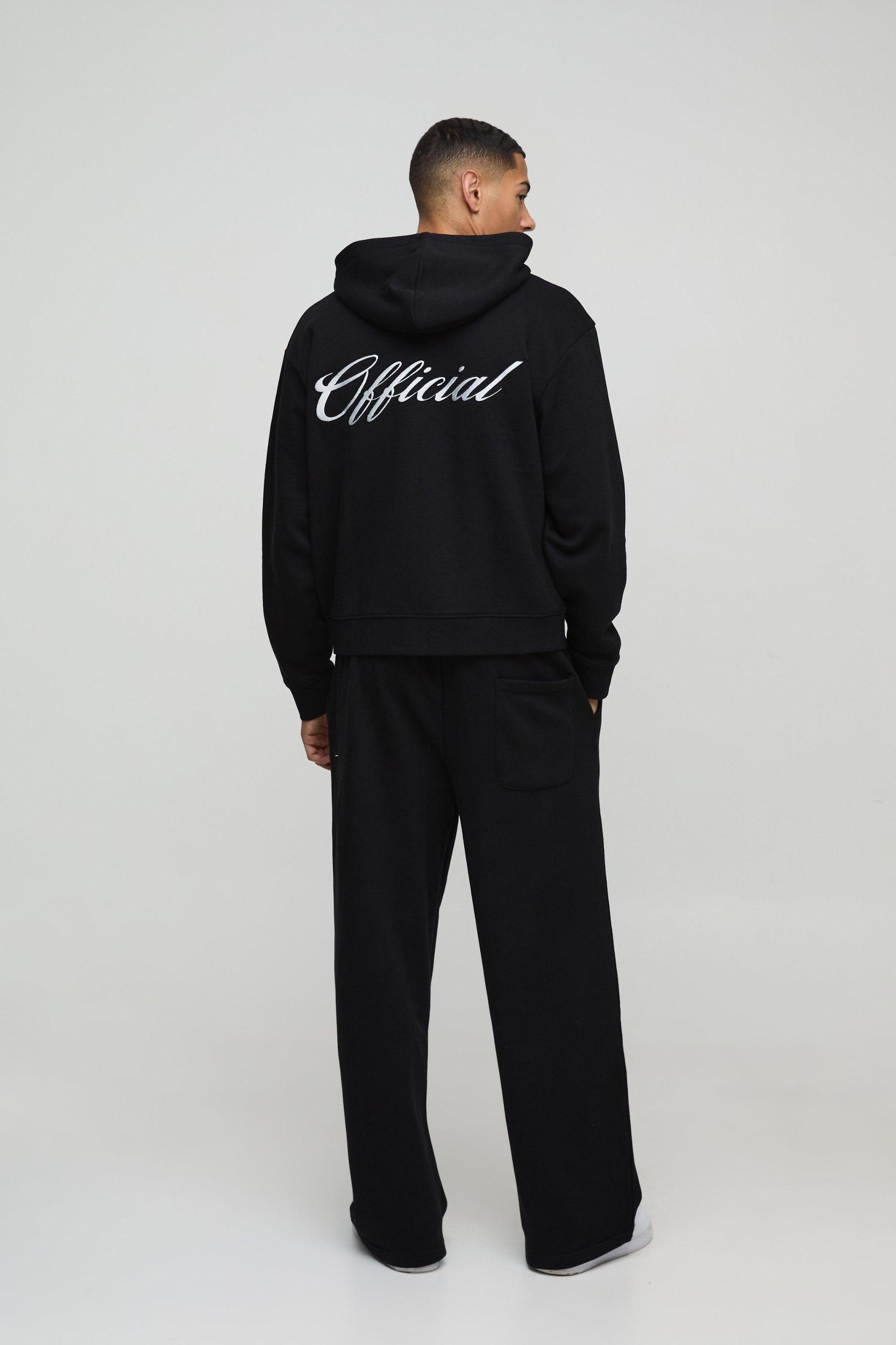 Oversized Boxy Official Embroidery Zip Through Tracksuit | boohooMAN USA Product Image