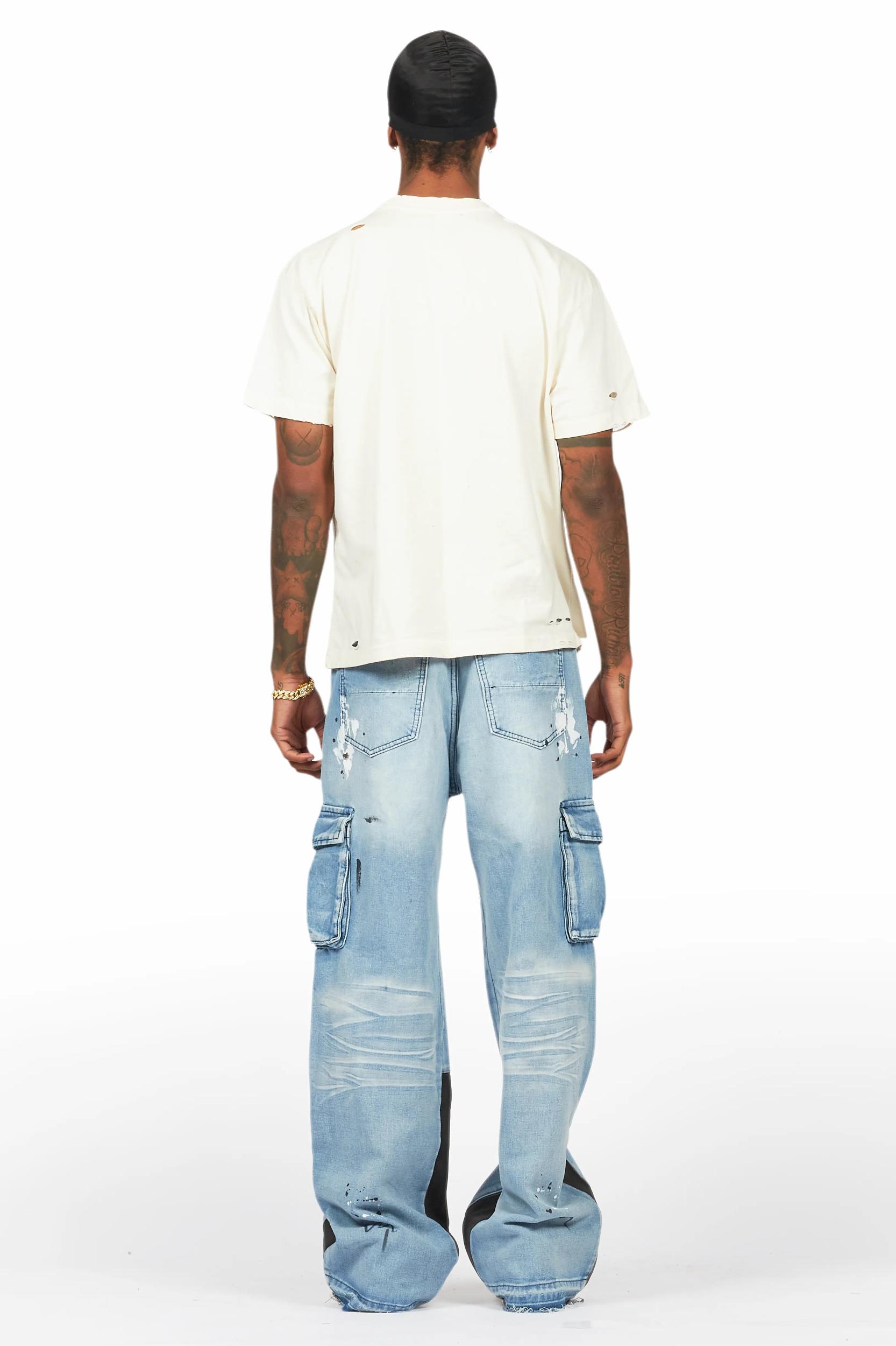 Dru Blue Painter Baggy Cargo Jean Male Product Image