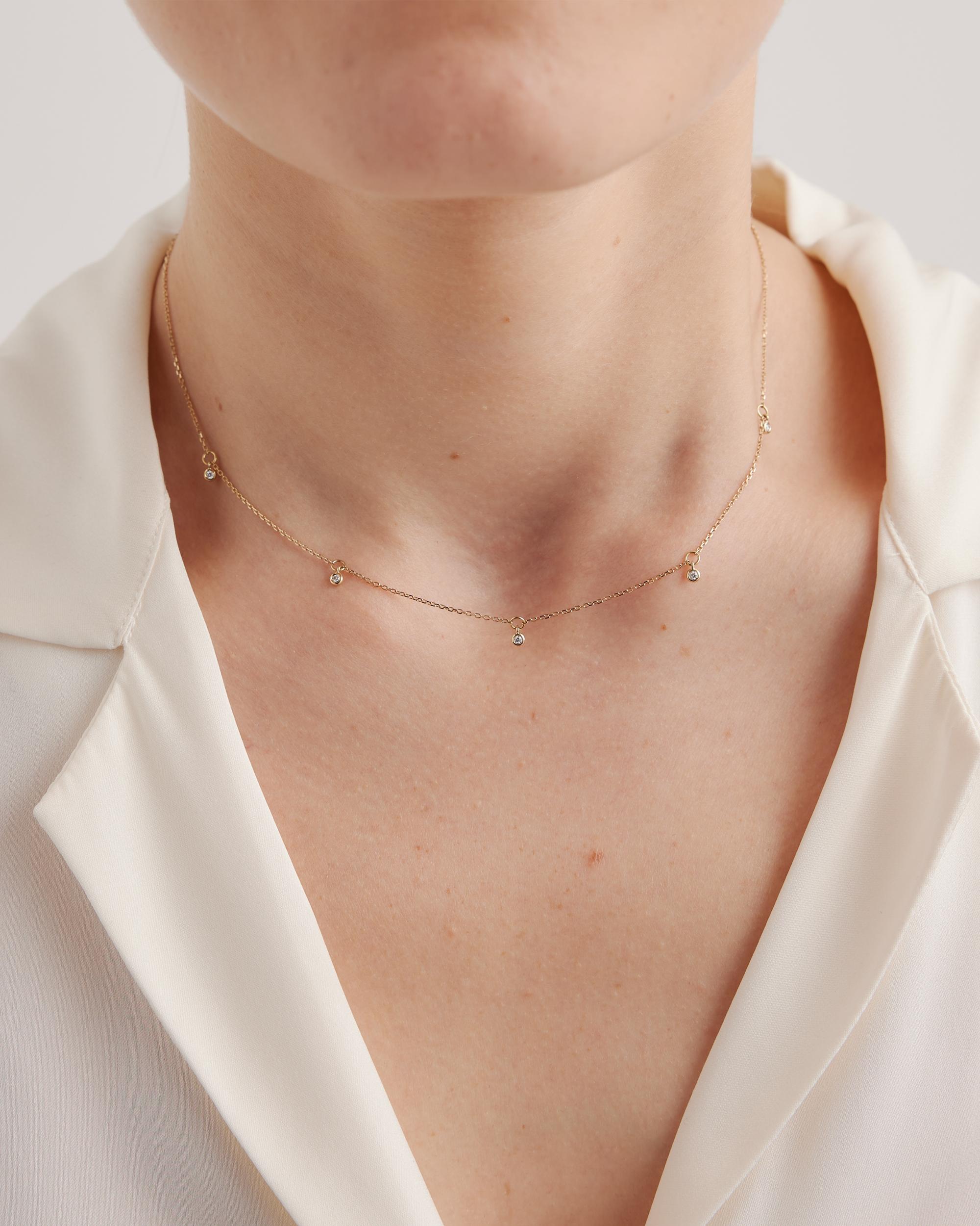 Quince | Women's 14K Gold Diamond Dangle Bezel Station Necklace Product Image