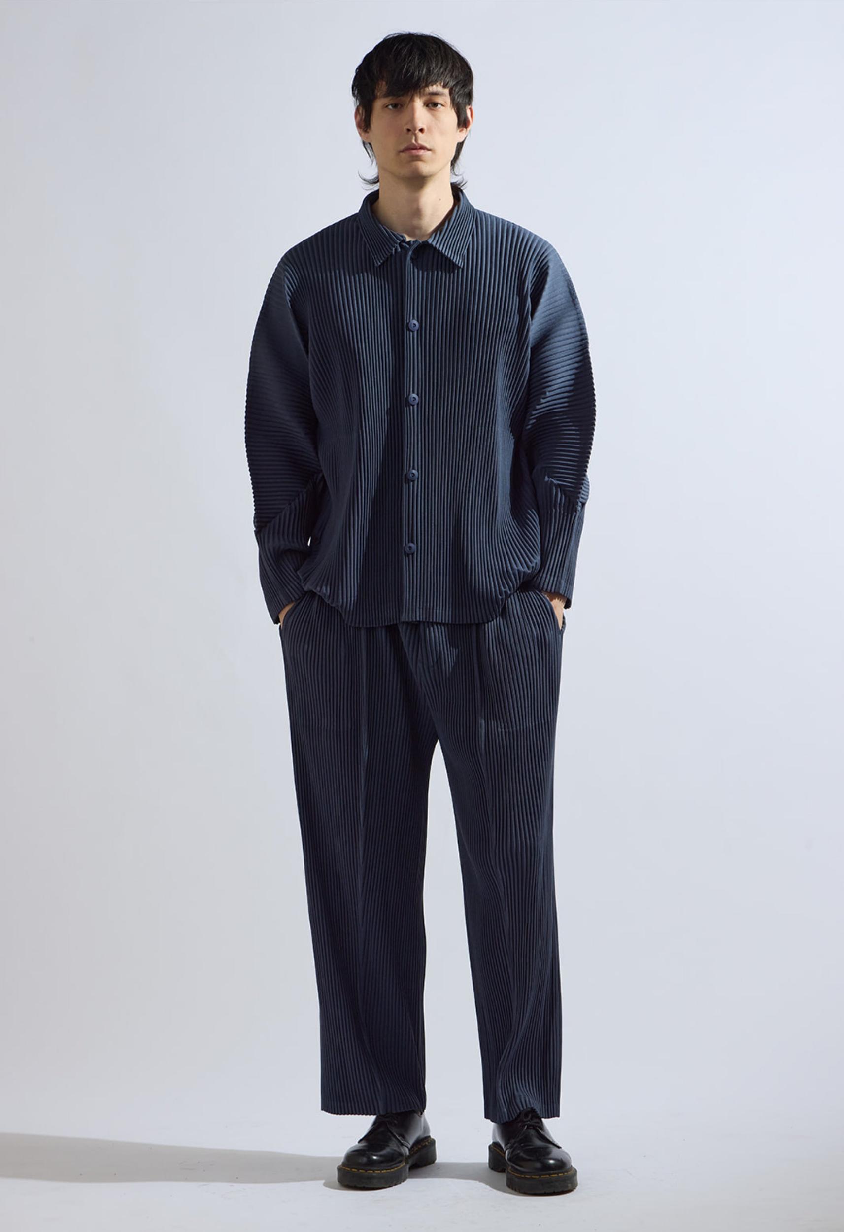 Pleated Long Sleeve in Navy Product Image