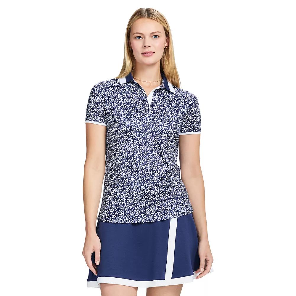 Women's IZOD Stella Printed Short Sleeve Polo, Size: XL, Medieval Blue Product Image