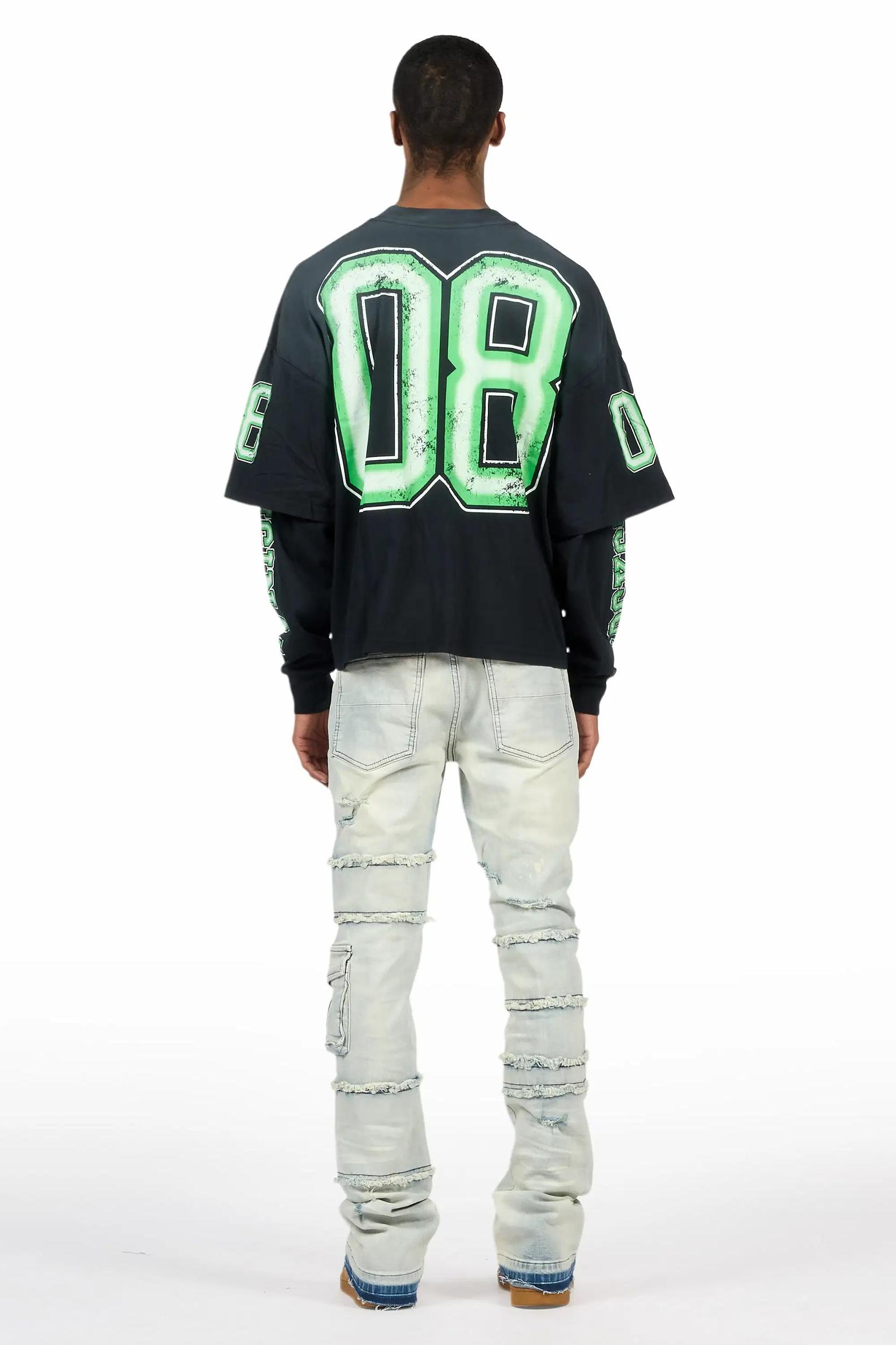 Folant Light Blue Stacked Cargo Flare Jean Male Product Image