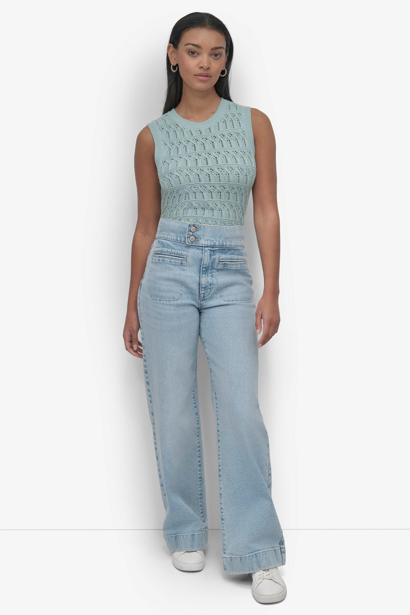 HIGH Rise Length DOUBLE BUTTON TAB WIDE LEG Product Image